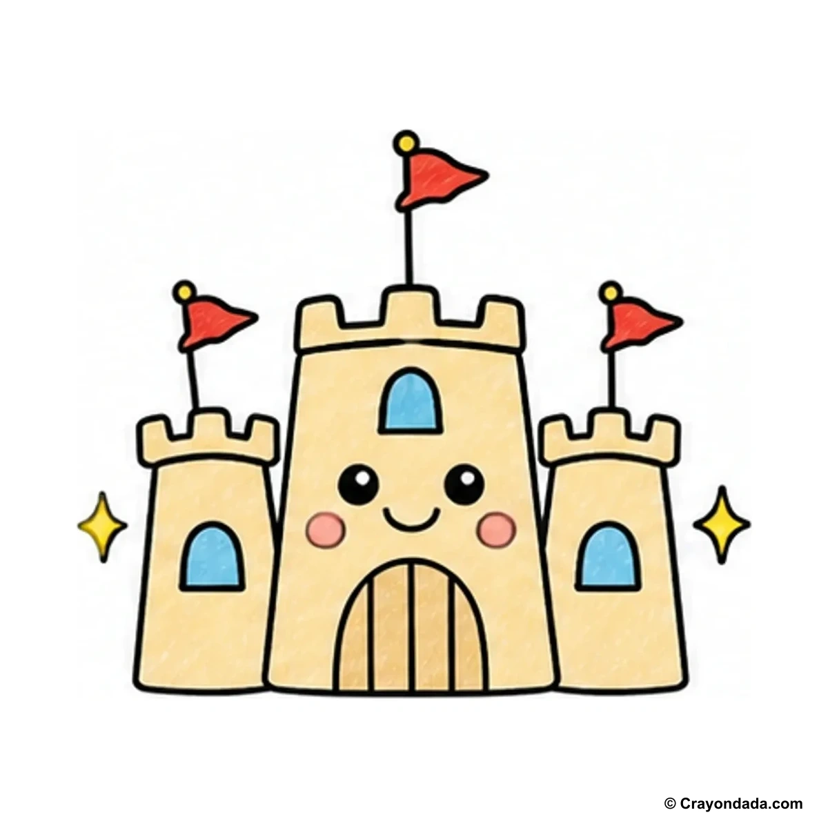 How to Draw a Little Sandcastle finished drawing