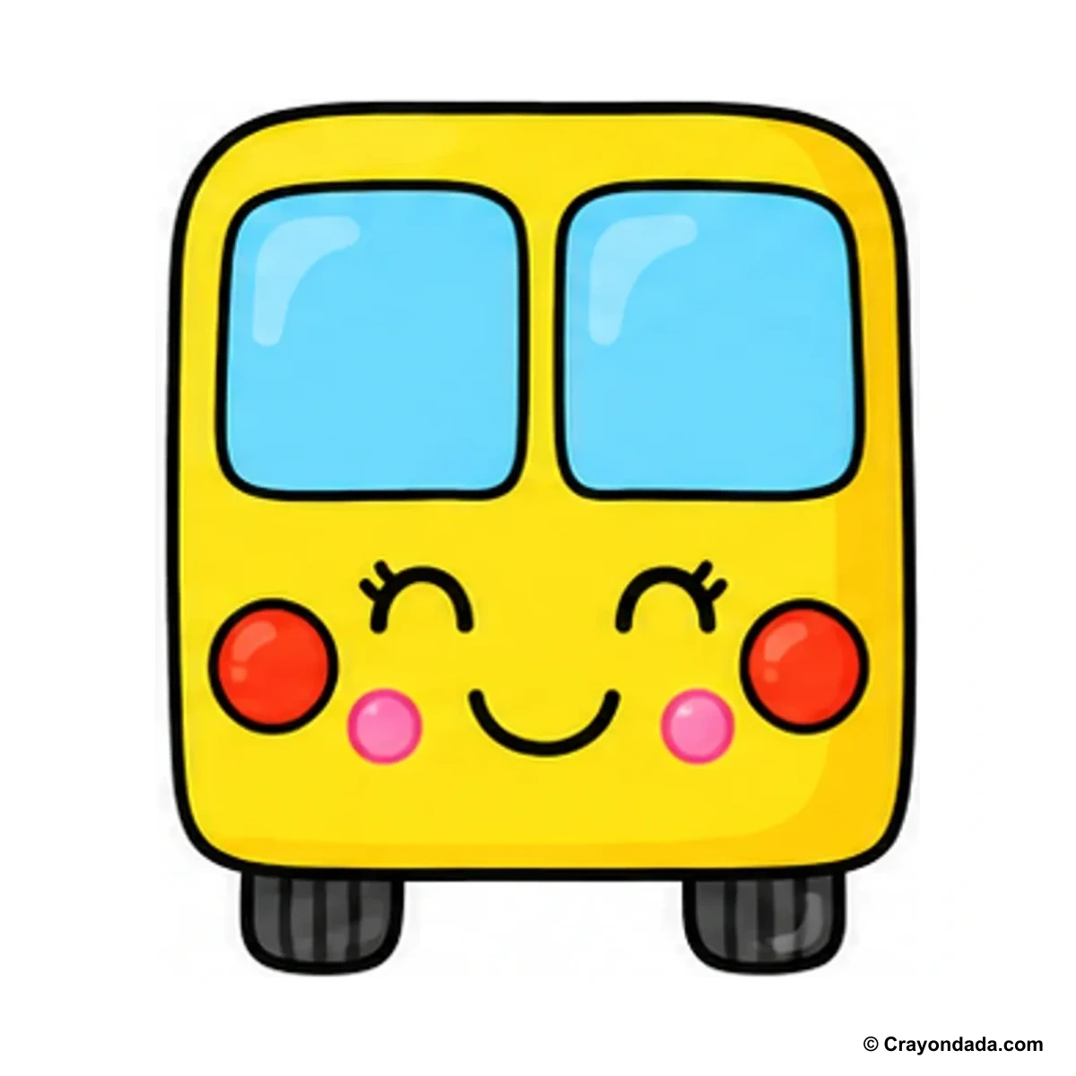 How to Draw a Little School Bus Front finished drawing