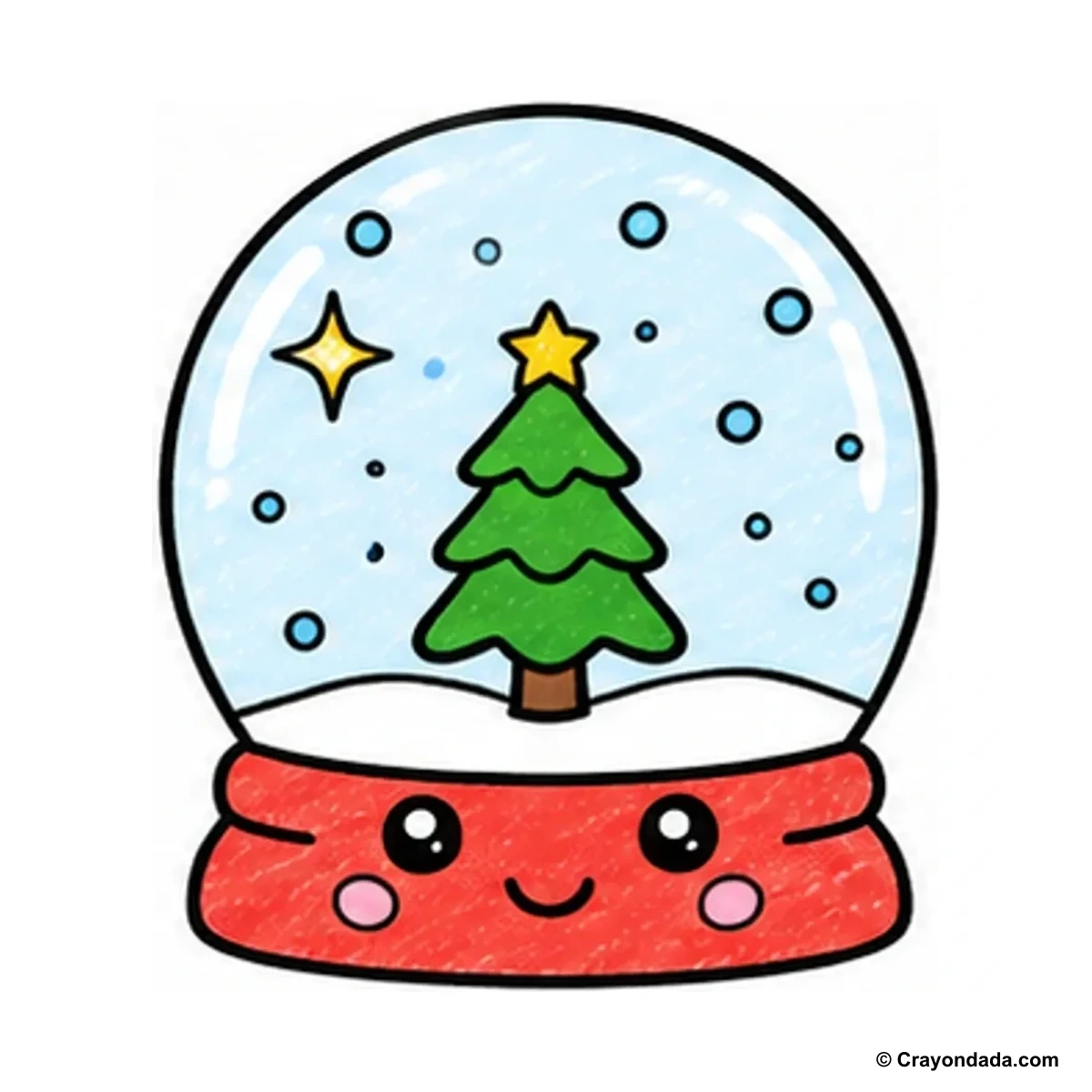 How to Draw a Little Snow Globe finished drawing