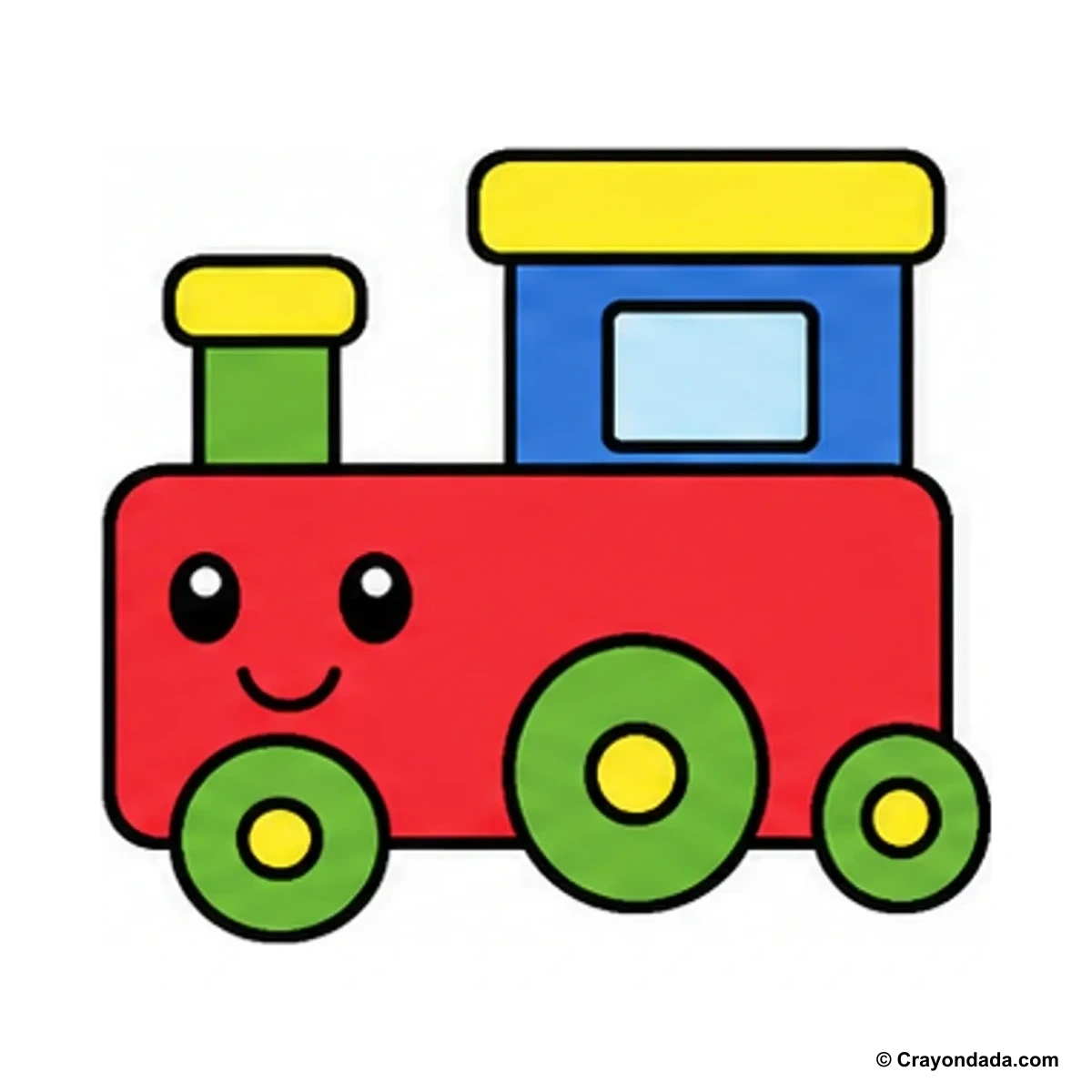 How to Draw a Little Toy Train finished drawing