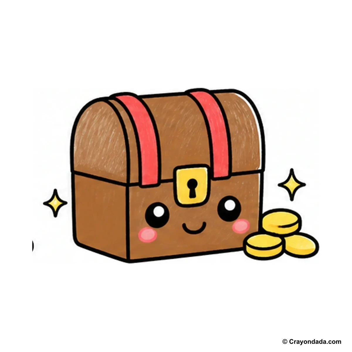 How to Draw a Little Treasure Chest finished drawing