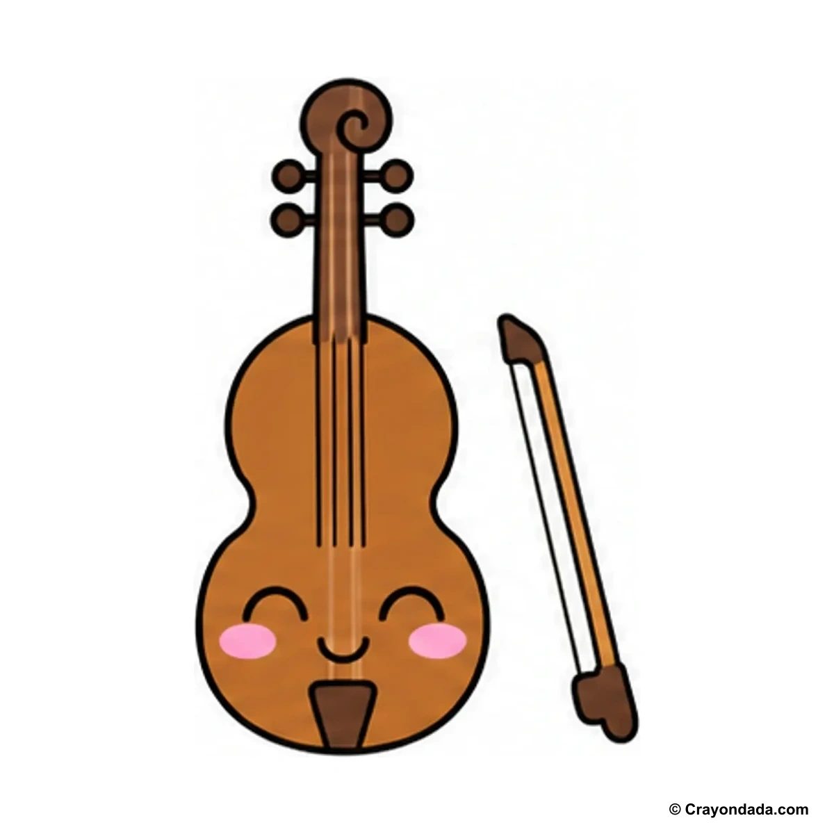 How to Draw a Little Violin finished drawing