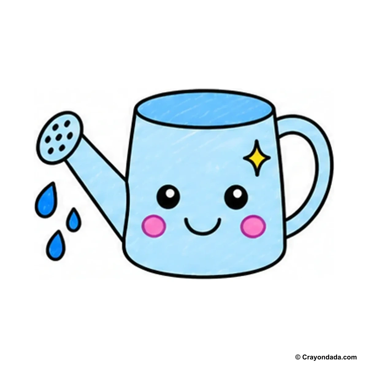 How to Draw a Little Watering Can finished drawing