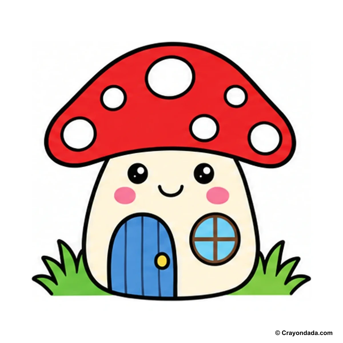 How to Draw a Mushroom House finished drawing