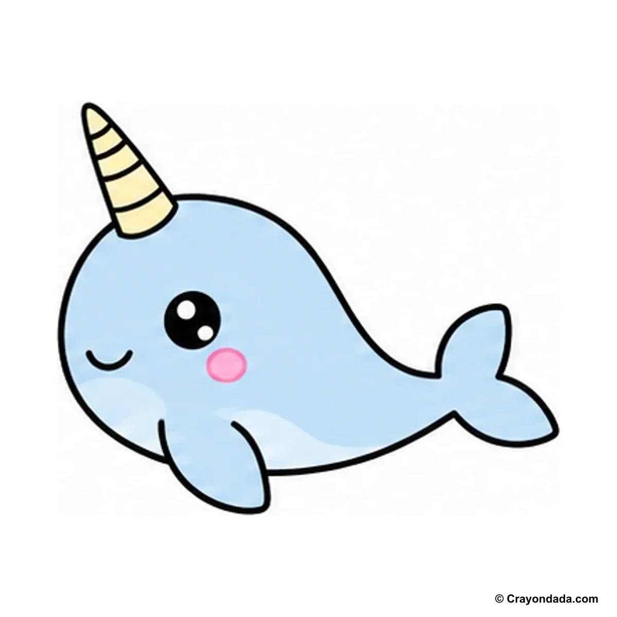 How to Draw a Narwhal finished drawing