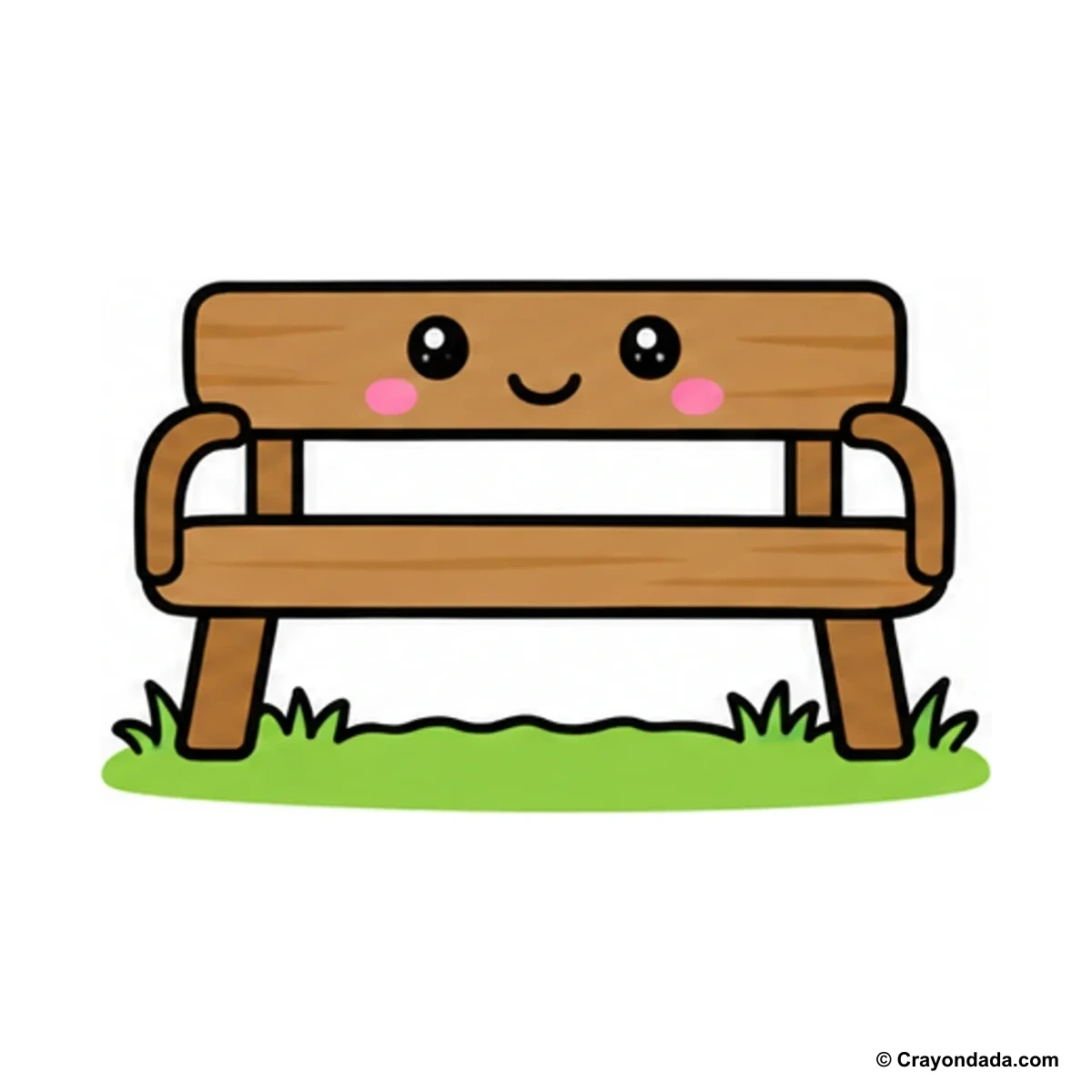 How to Draw a Park Bench finished drawing