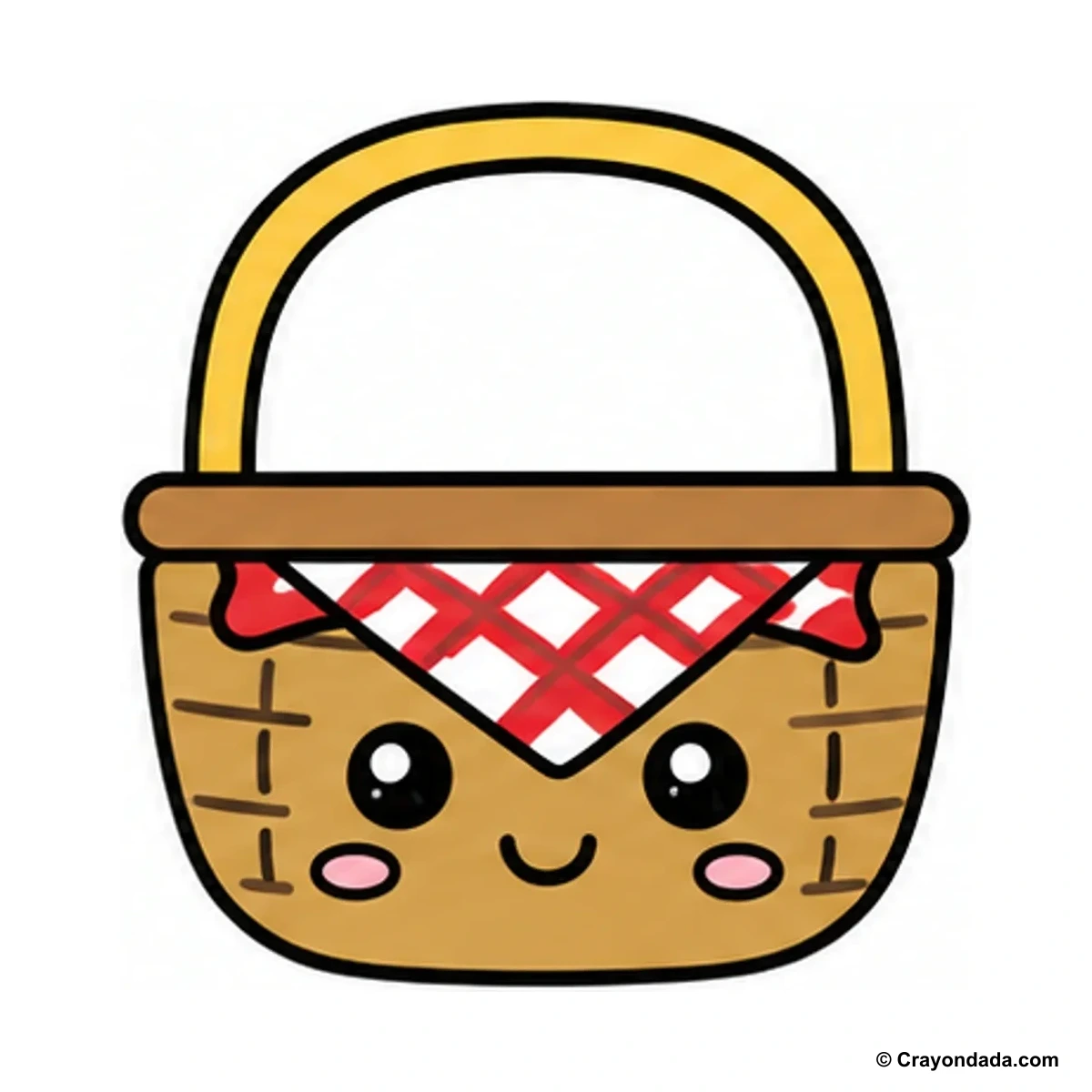 How to Draw a Picnic Basket finished drawing