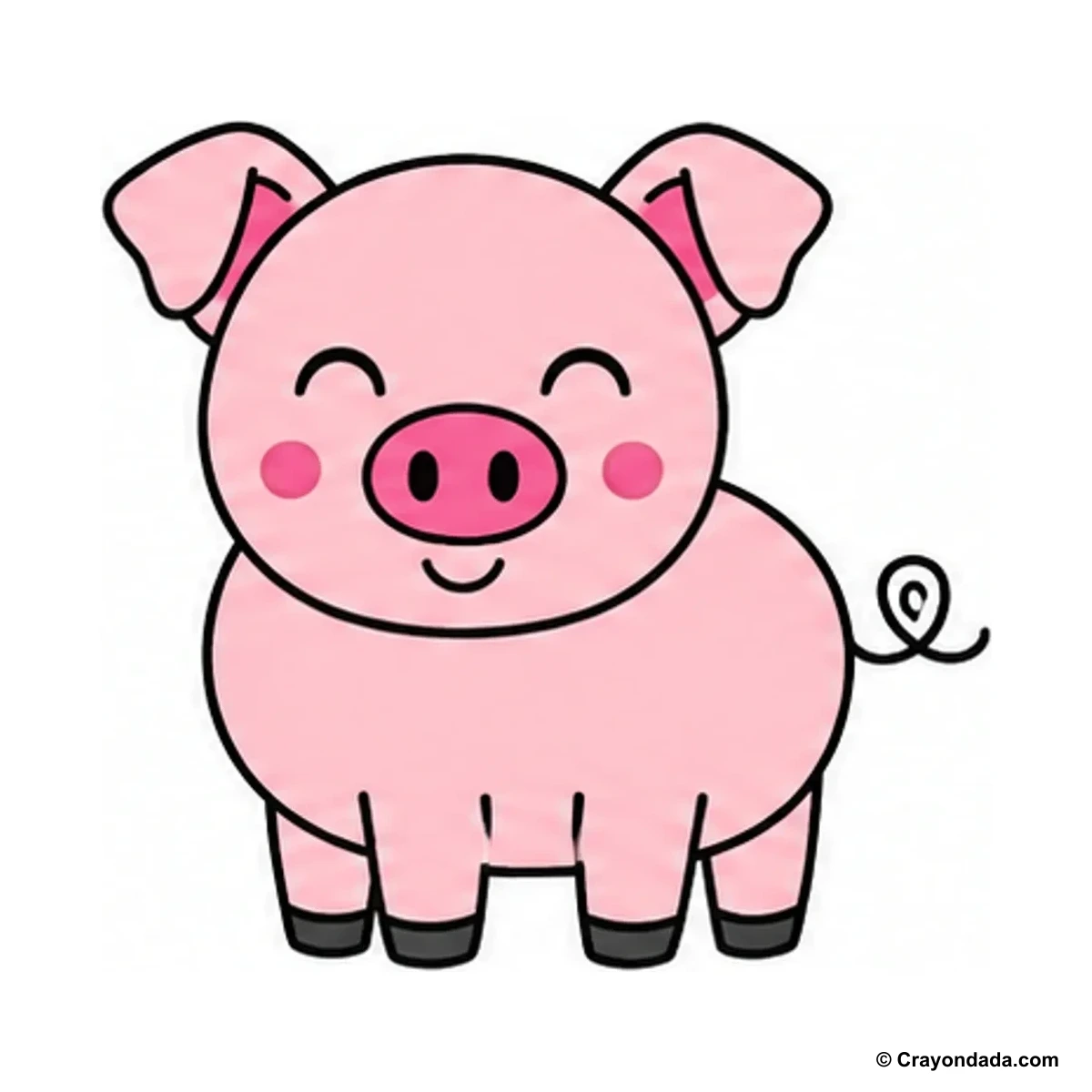 How to Draw a Pig finished drawing