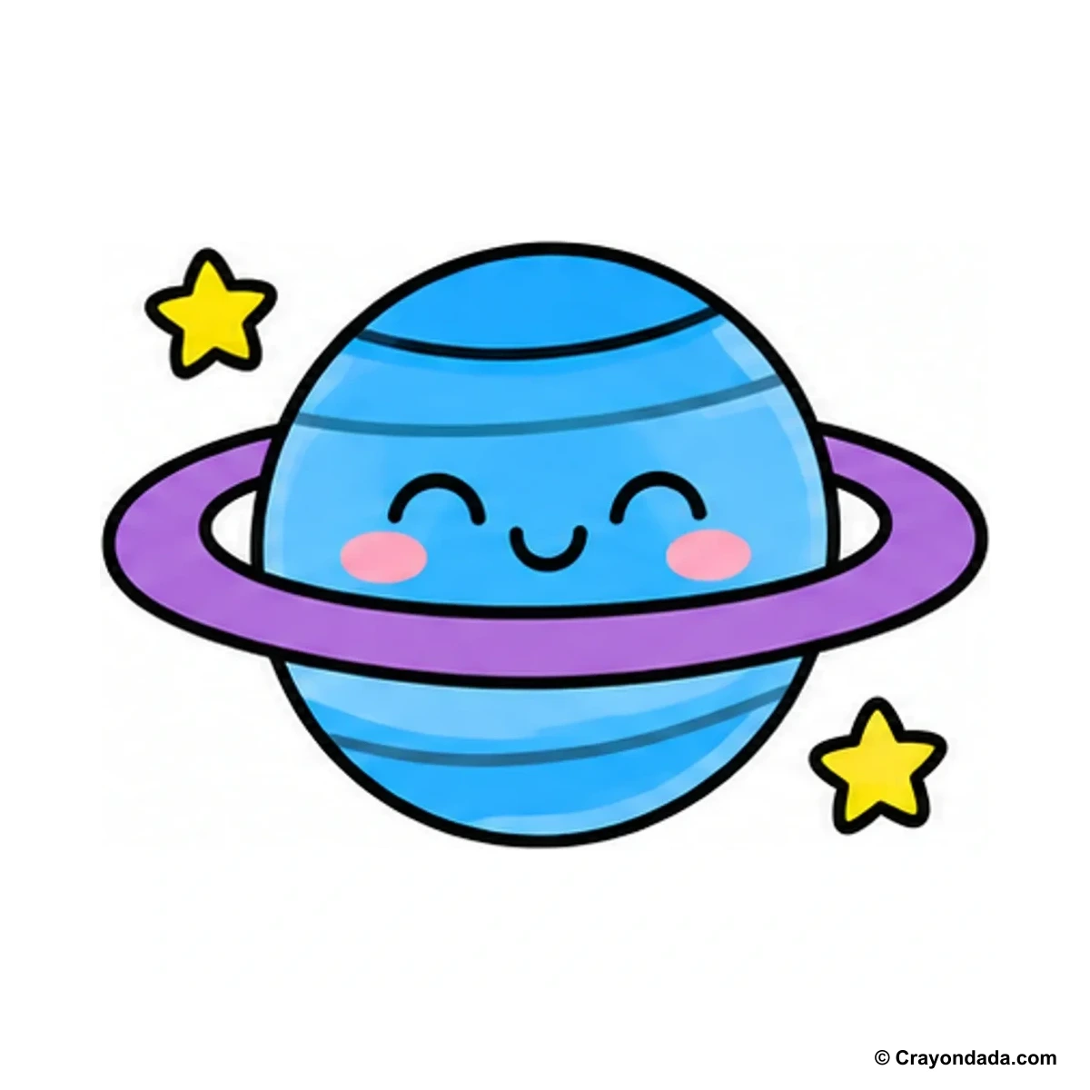 How to Draw a Planet With Ring finished drawing