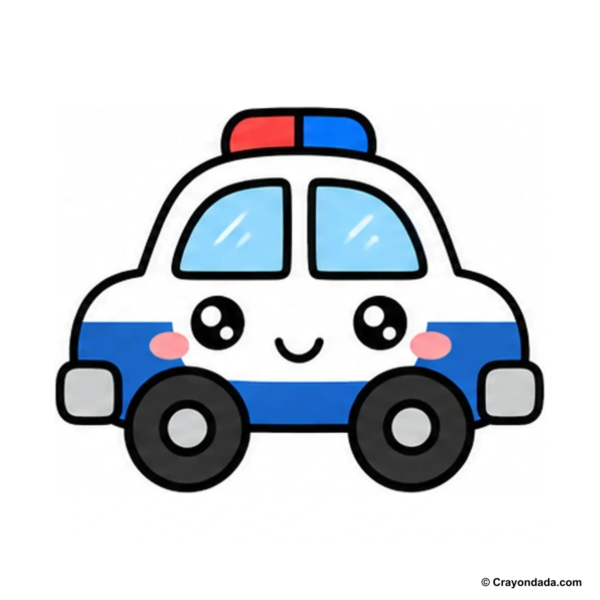How to Draw a Police Car finished drawing