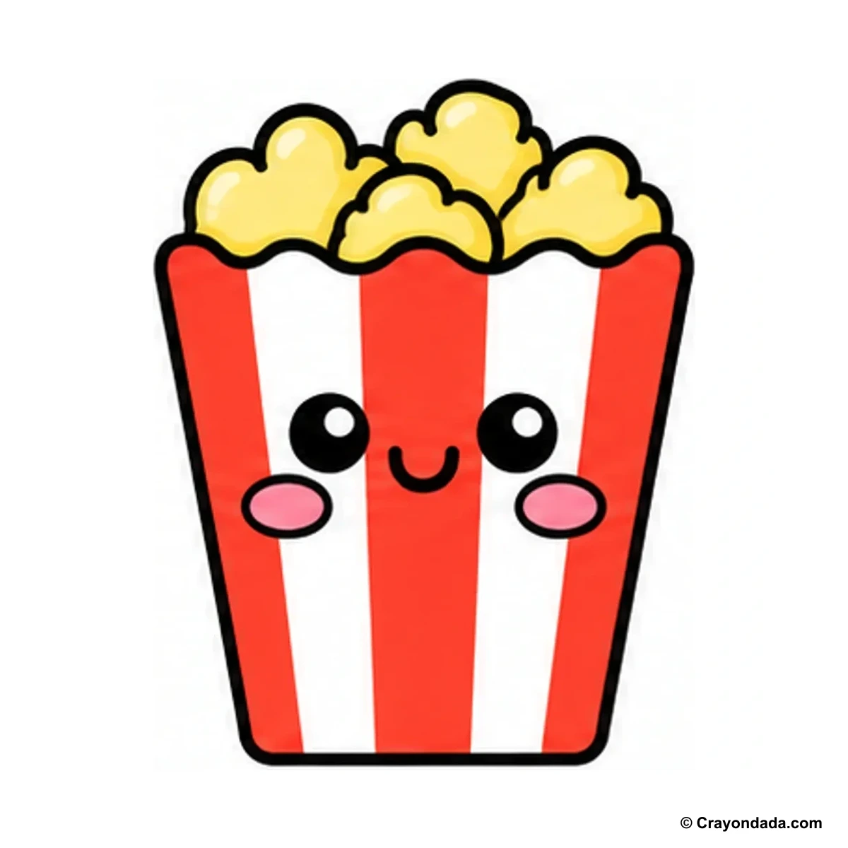 How to Draw a Popcorn Box finished drawing