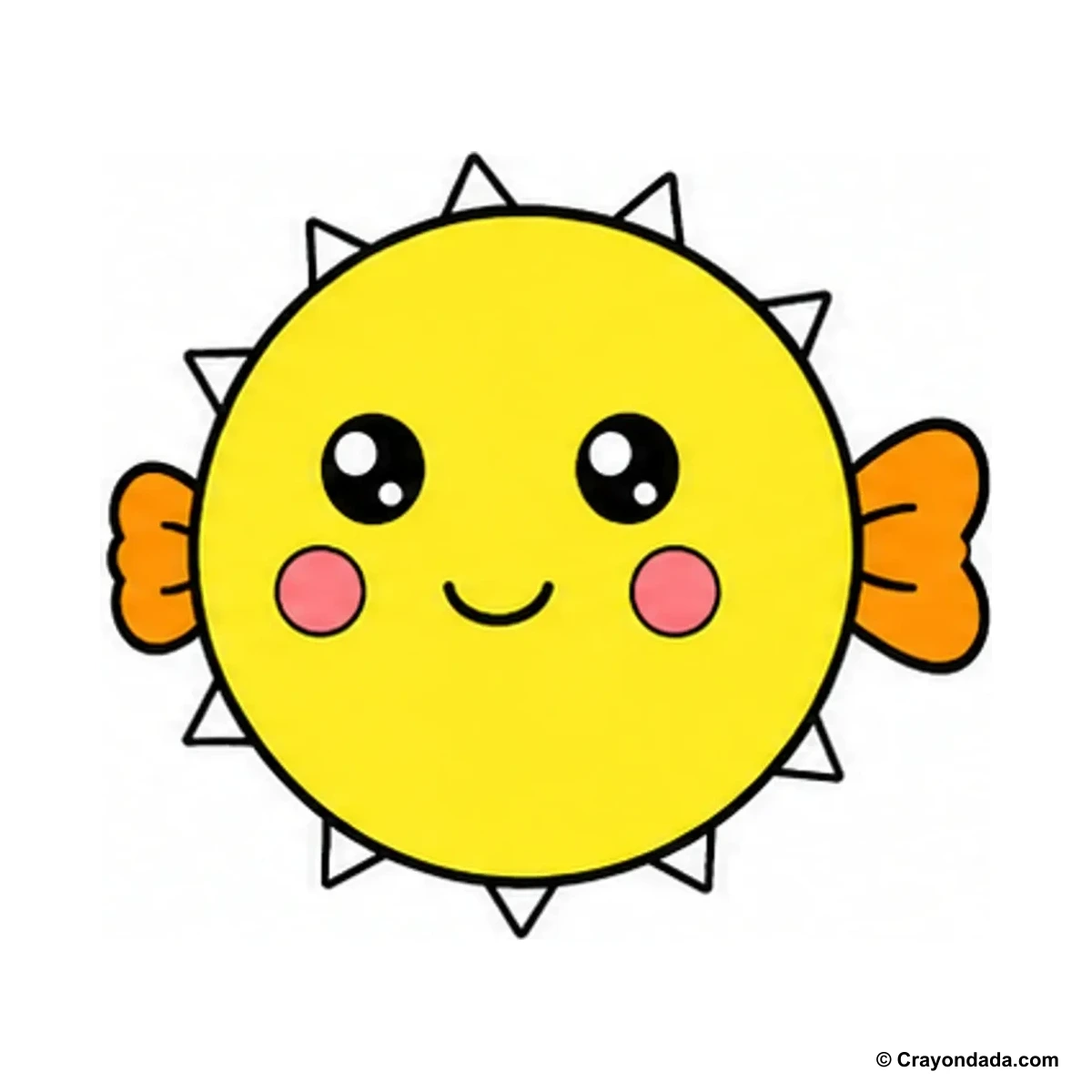 How to Draw a Pufferfish finished drawing