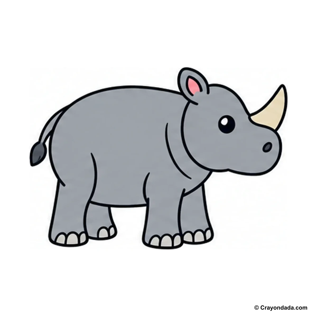 How to Draw a Rhinoceros finished drawing