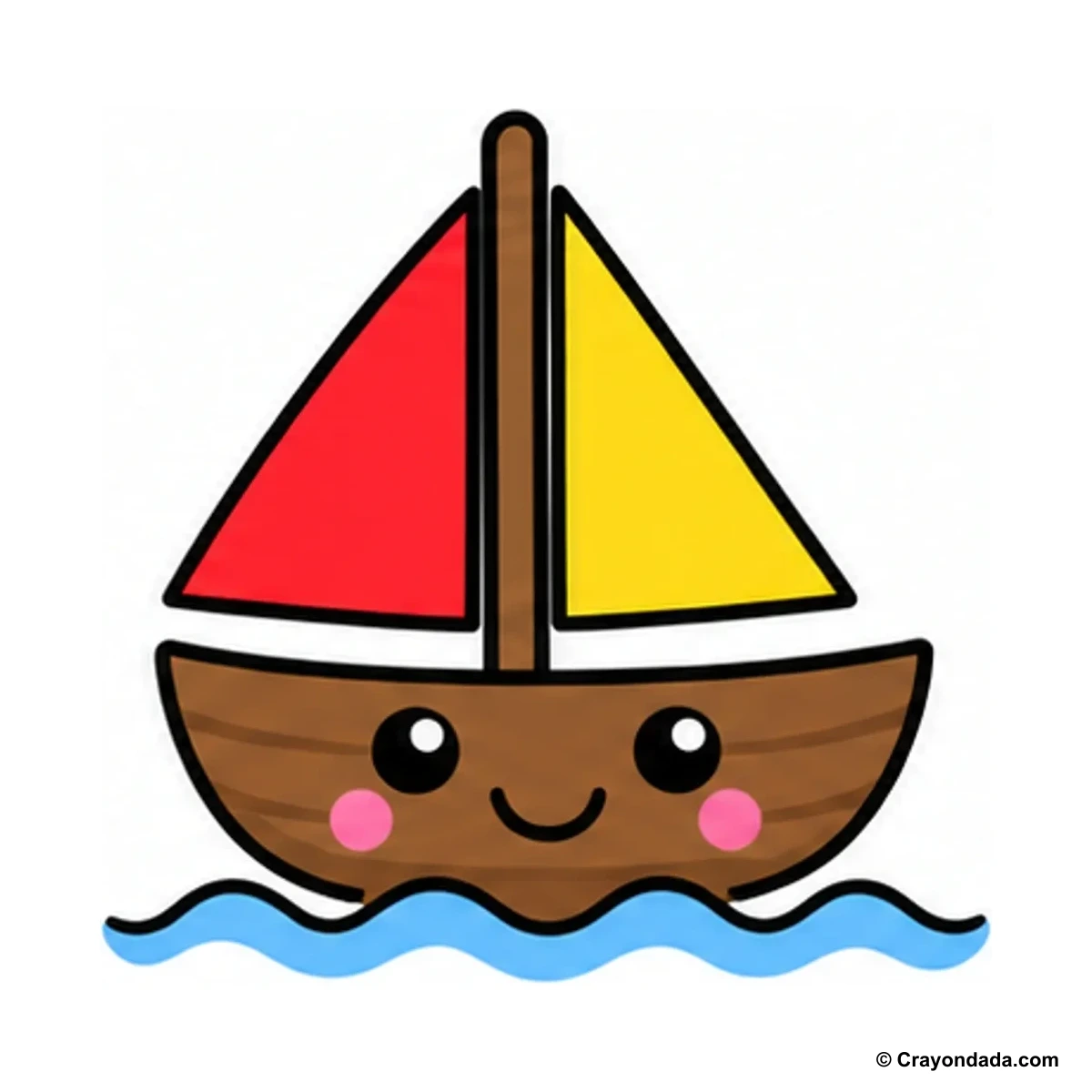 How to Draw a Sailboat finished drawing