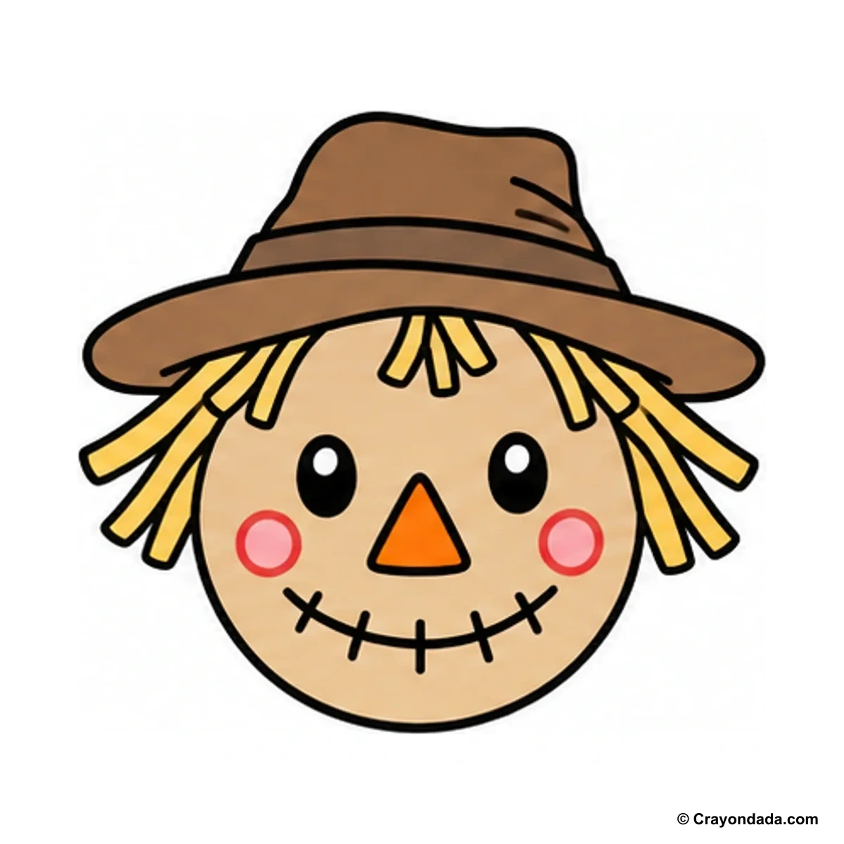 How to Draw a Scarecrow Face finished drawing