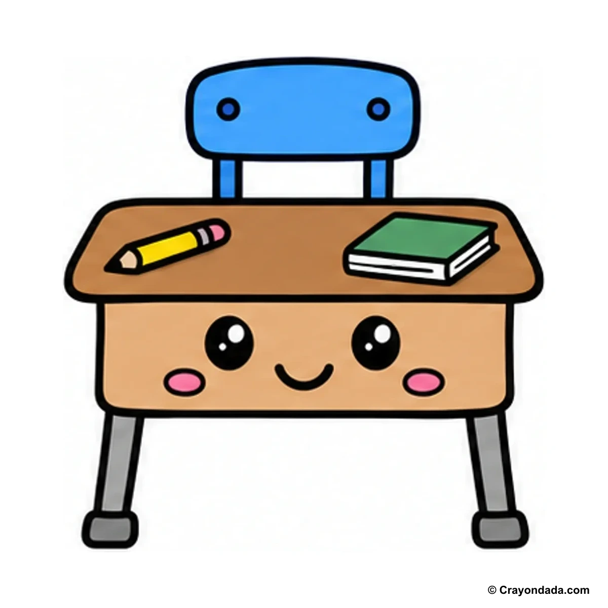 How to Draw a School Desk finished drawing