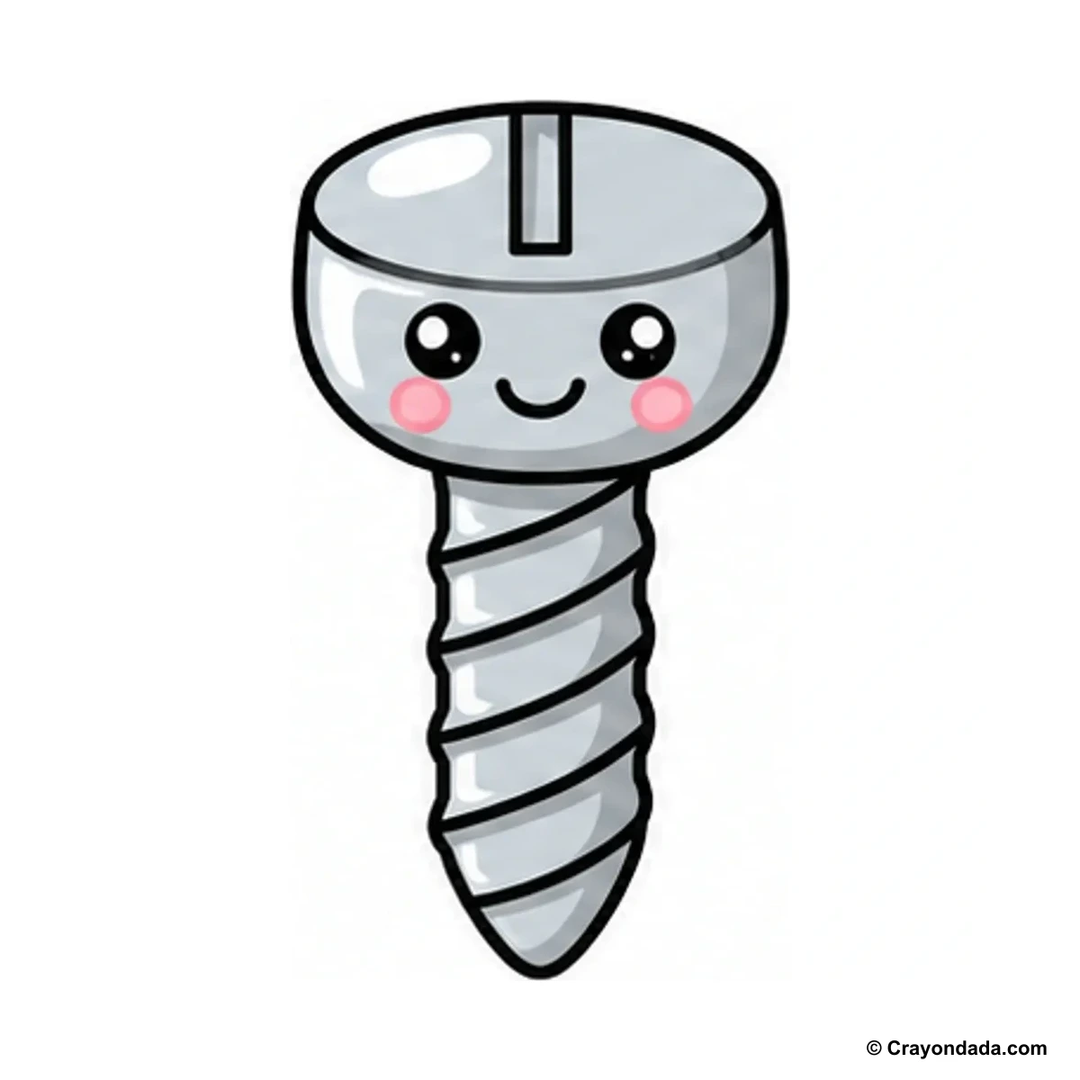 How to Draw a Screw finished drawing