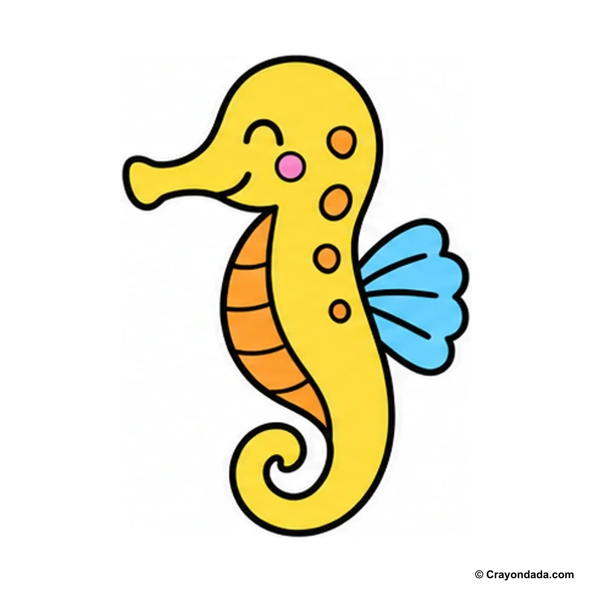 How to Draw a Seahorse finished drawing