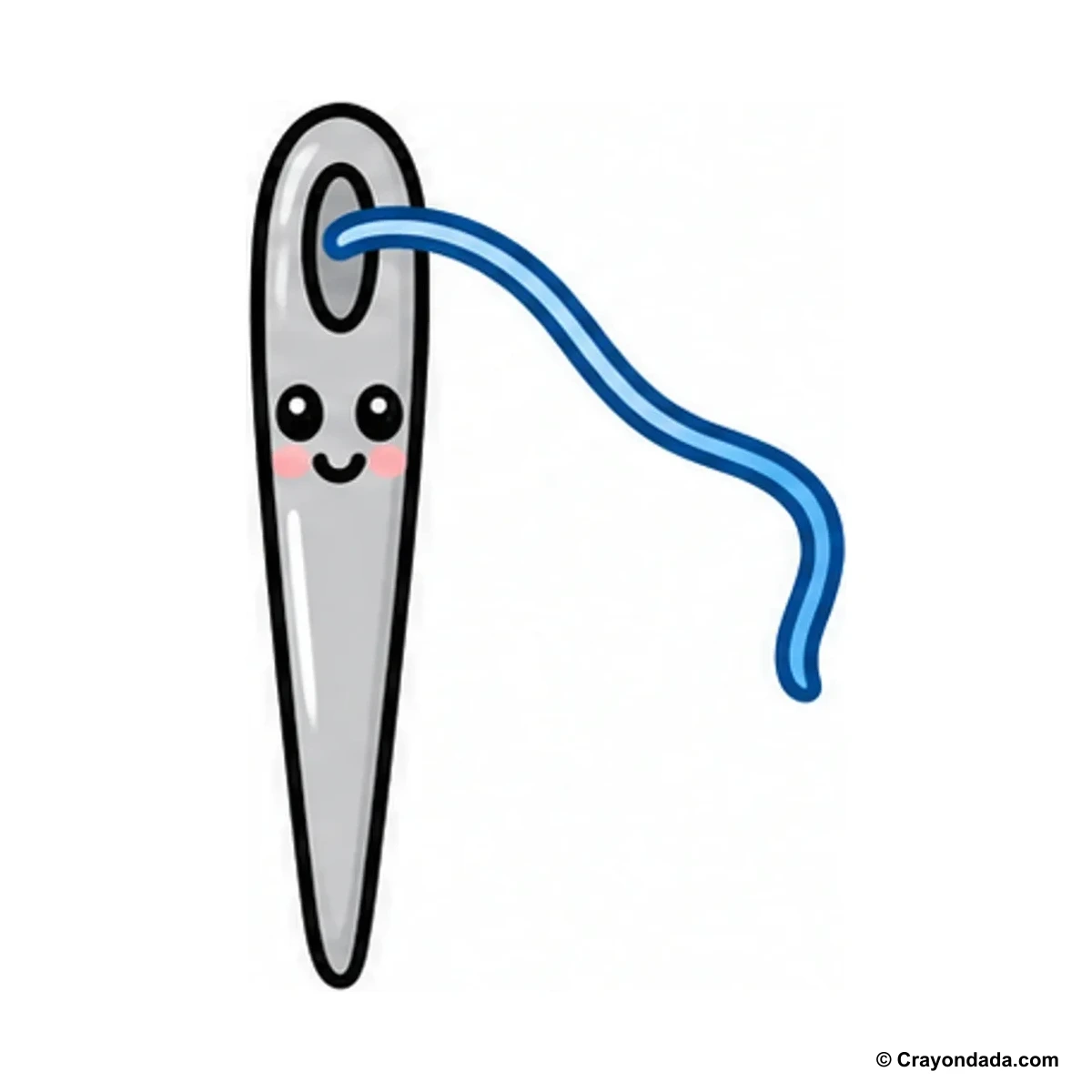 How to Draw a Sewing Needle finished drawing
