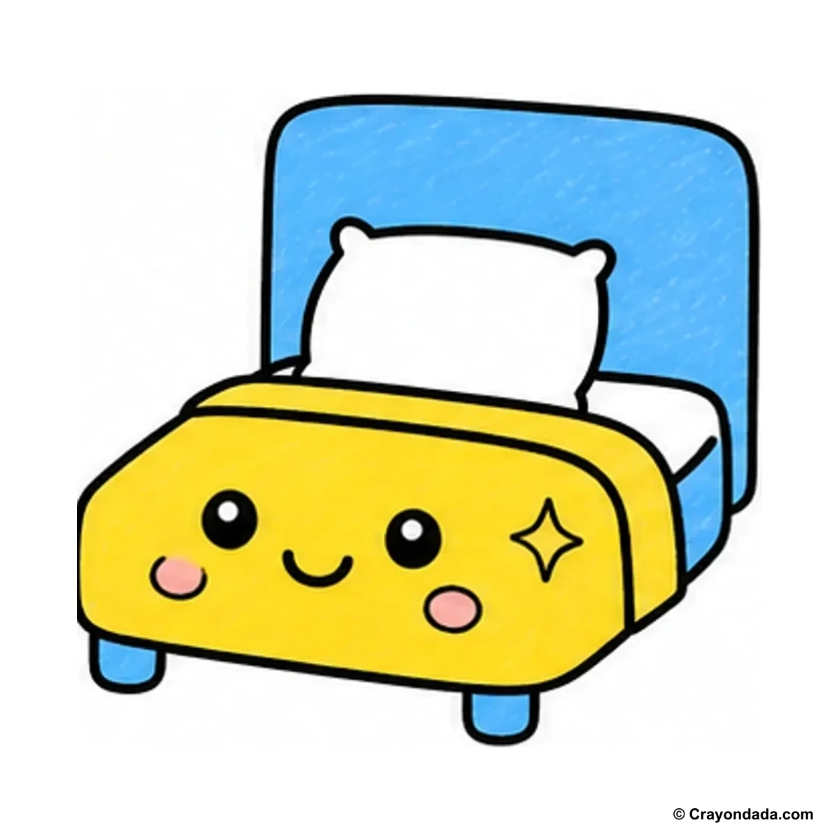 How to Draw a Simple Bed finished drawing