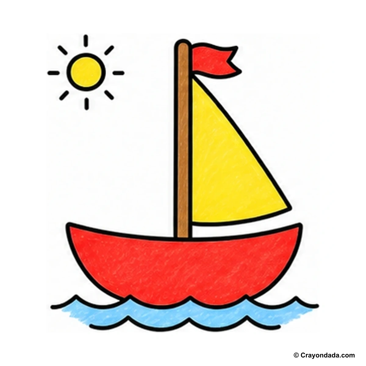 How to Draw a Simple Boat finished drawing