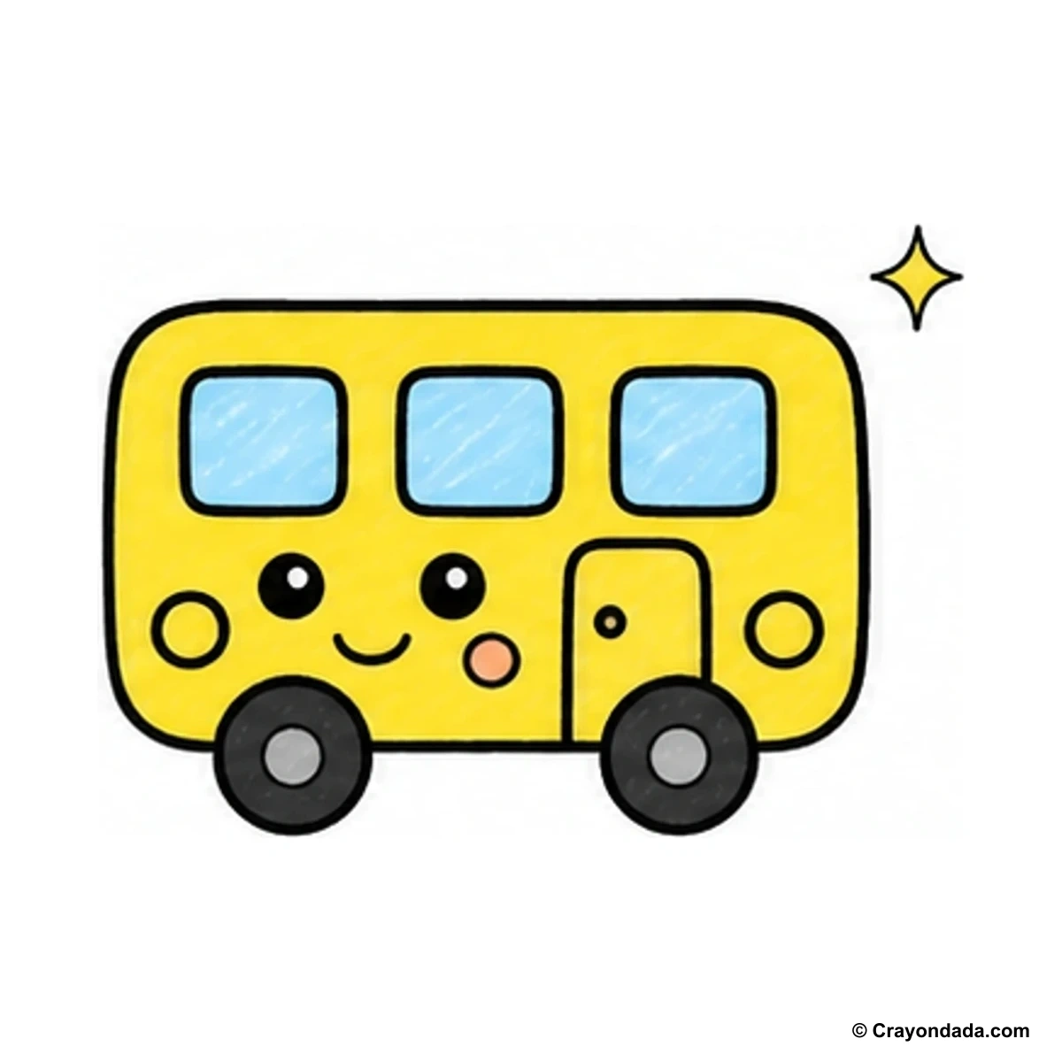 How to Draw a Simple Bus finished drawing
