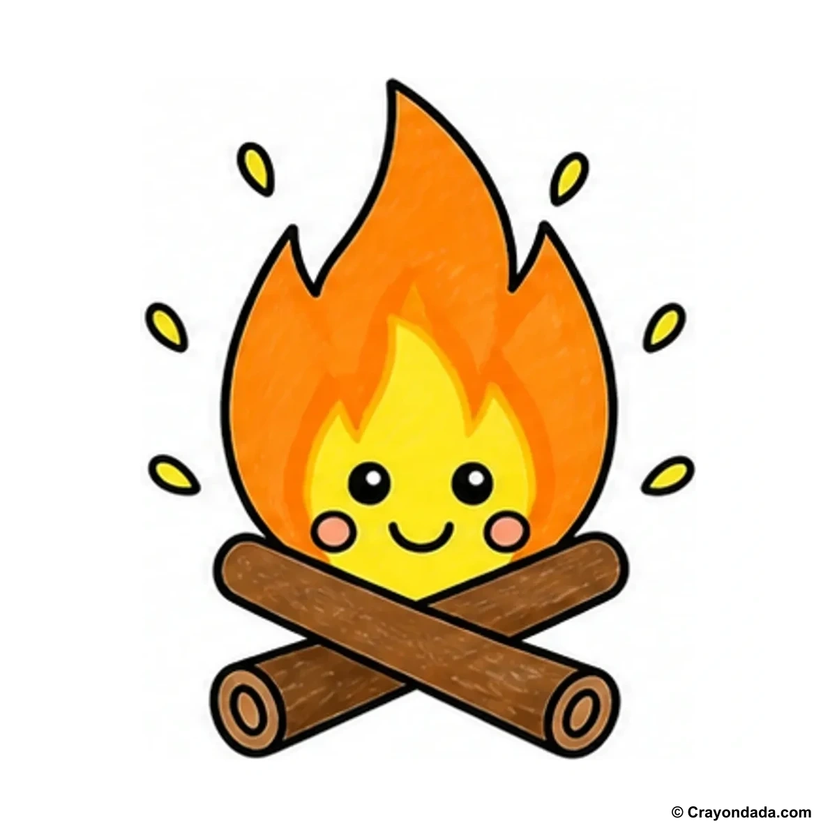 How to Draw a Simple Campfire finished drawing