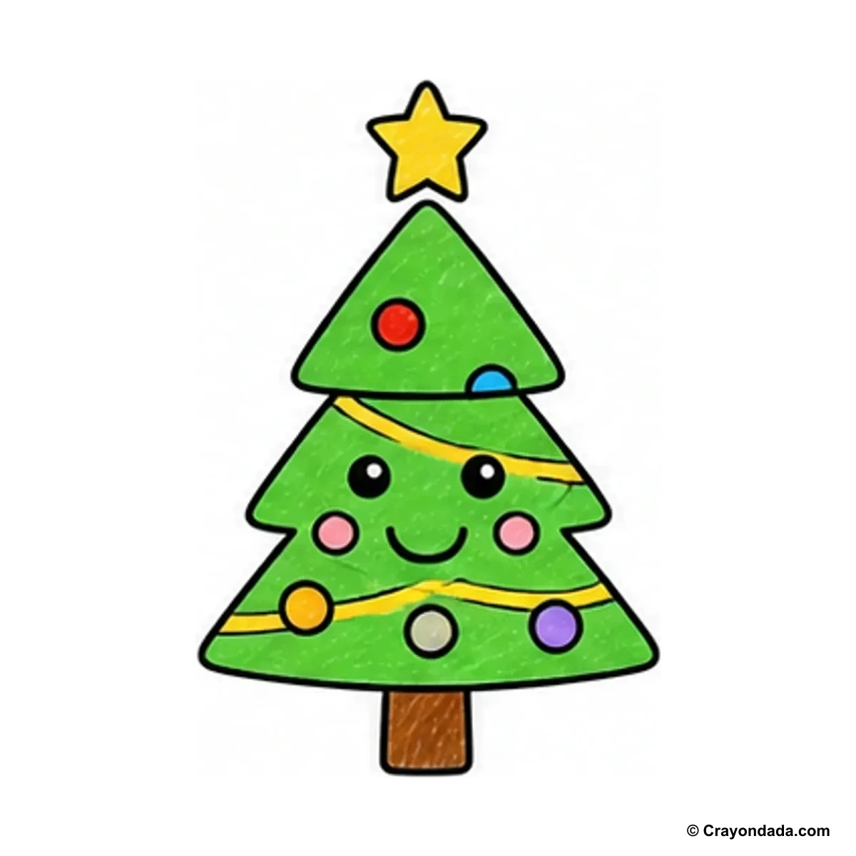 How to Draw a Simple Christmas Tree finished drawing