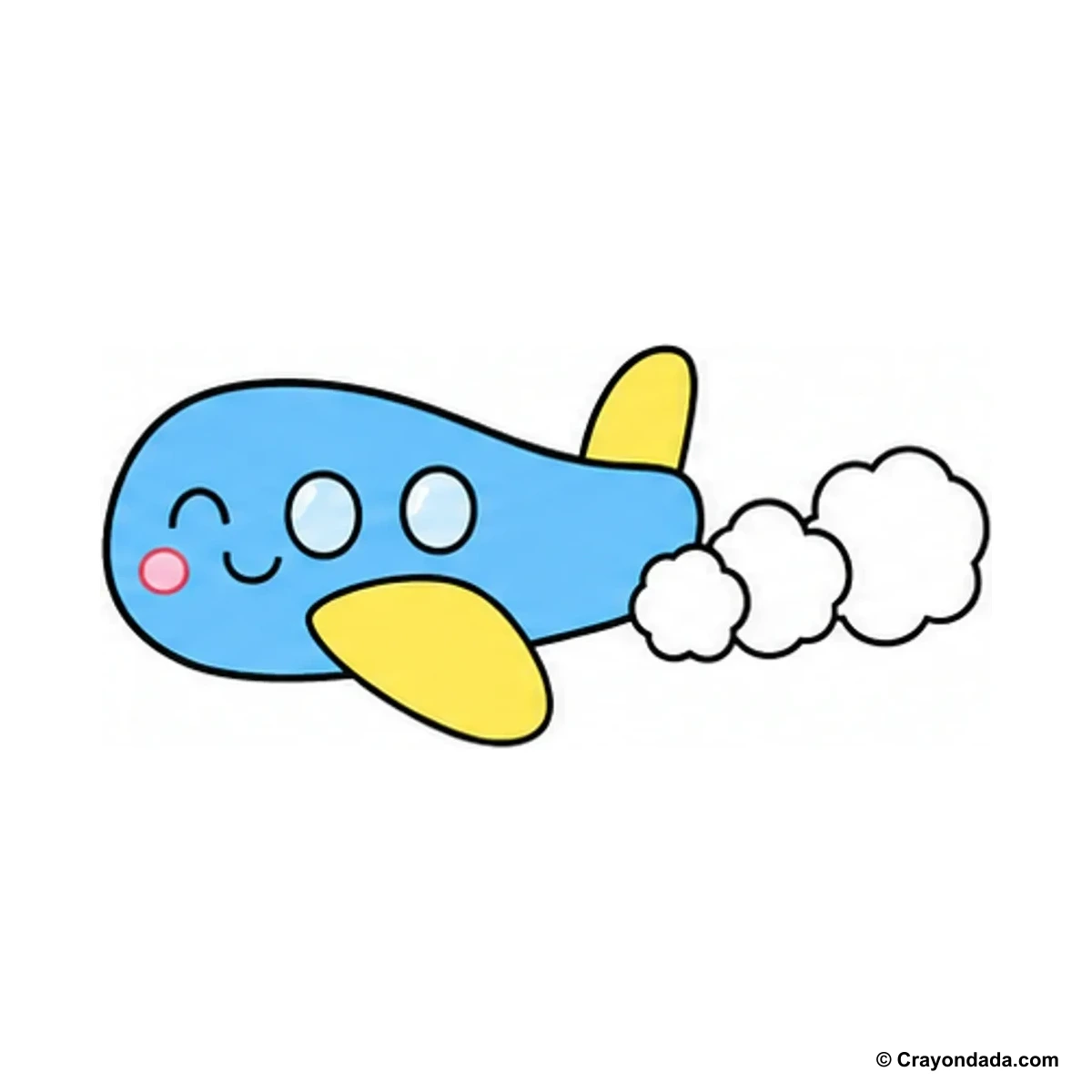 How to Draw a Simple Cloud Plane finished drawing