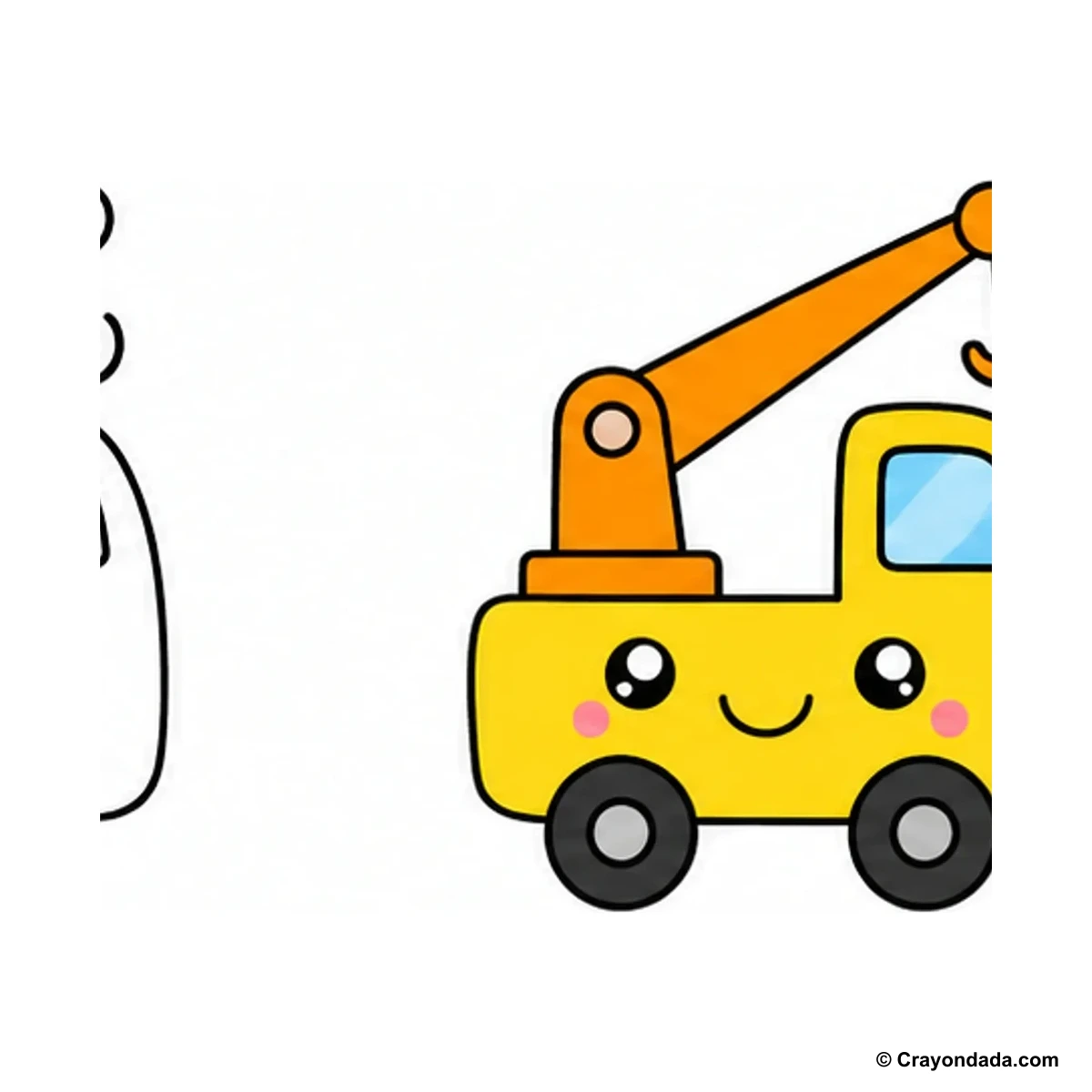 How to Draw a Simple Crane Truck finished drawing