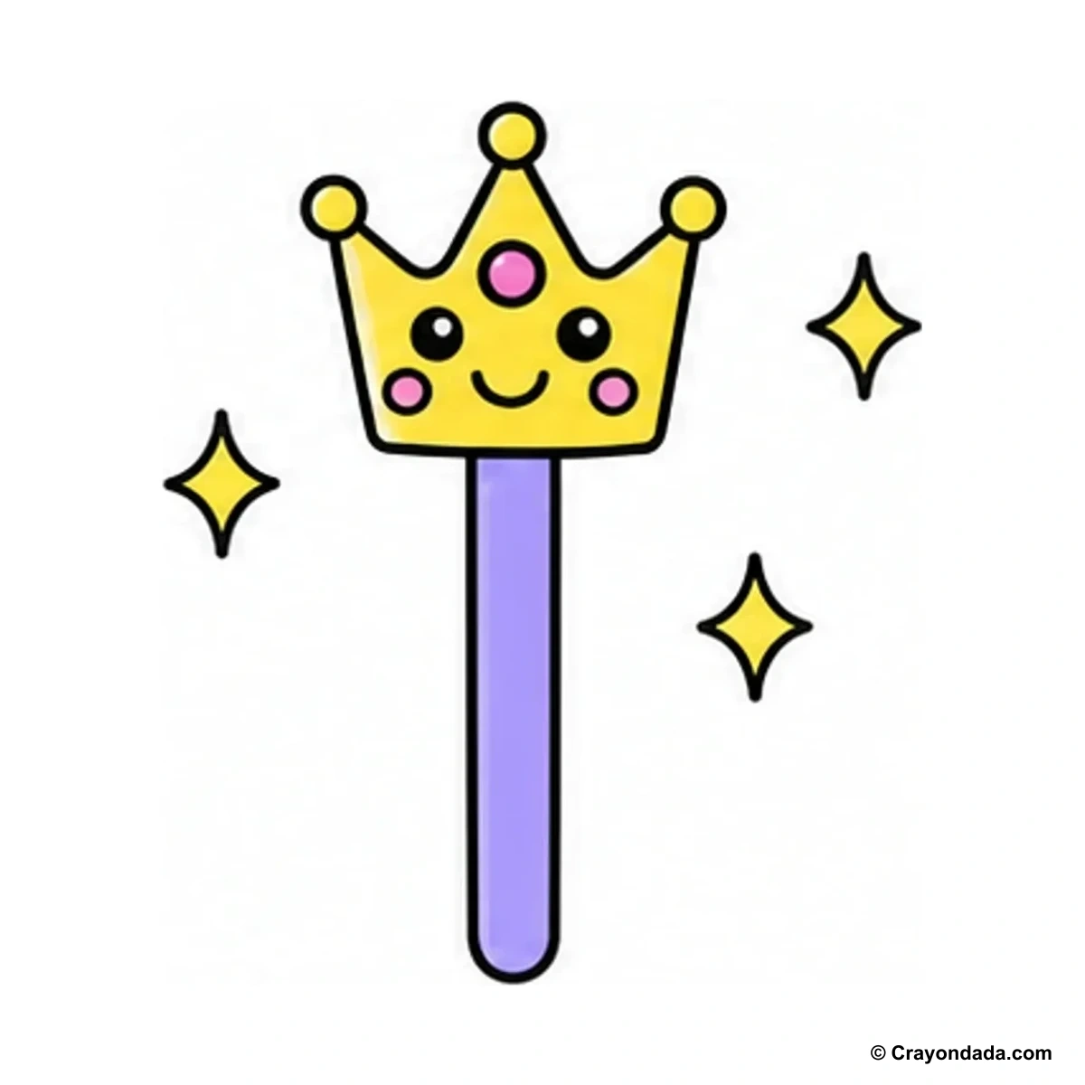 How to Draw a Simple Crowned Wand finished drawing