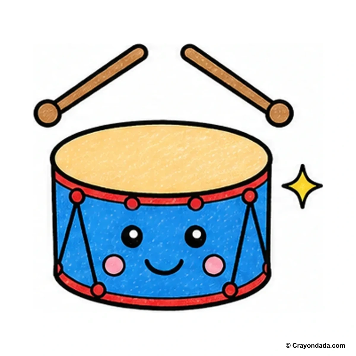 How to Draw a Simple Drum finished drawing
