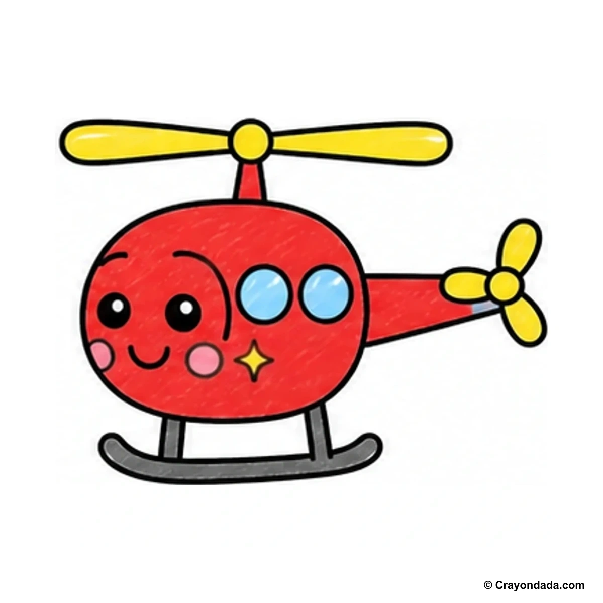 How to Draw a Simple Helicopter finished drawing
