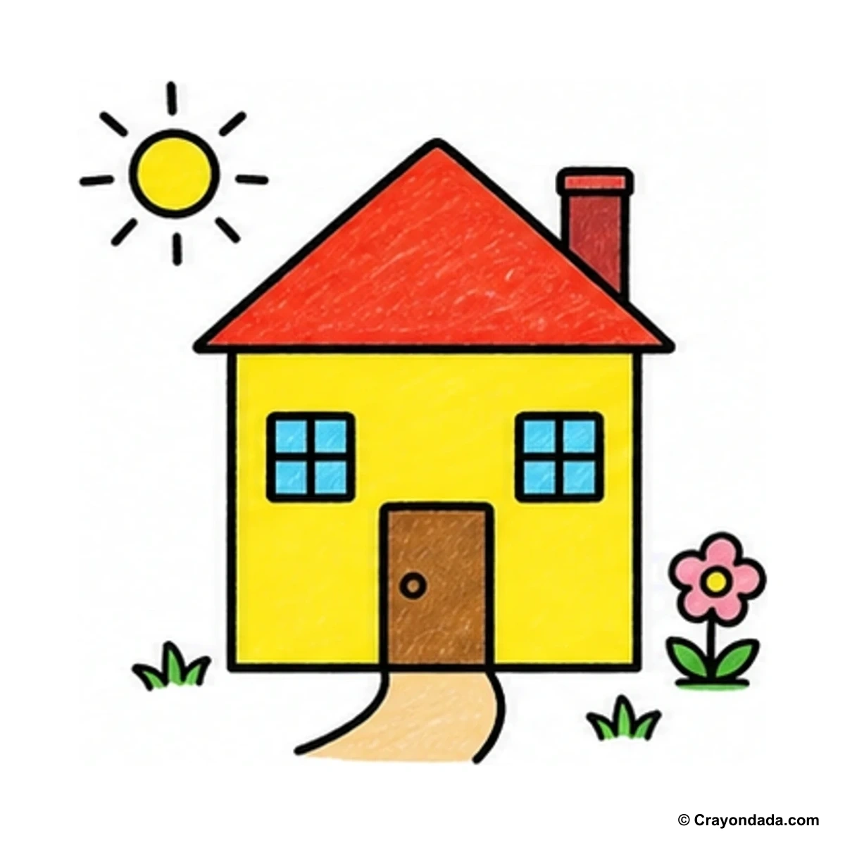 How to Draw a Simple House finished drawing