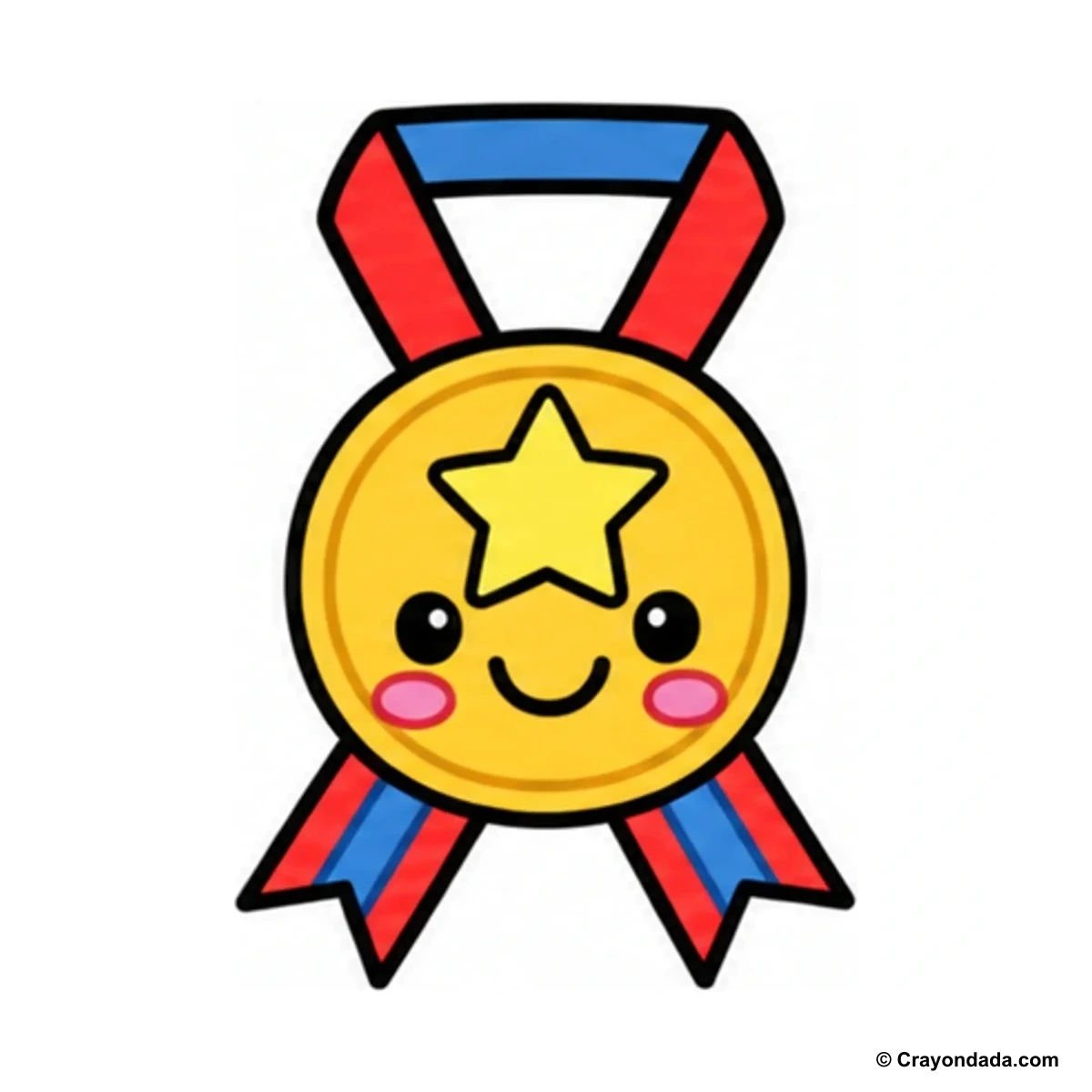 How to Draw a Simple Medal finished drawing