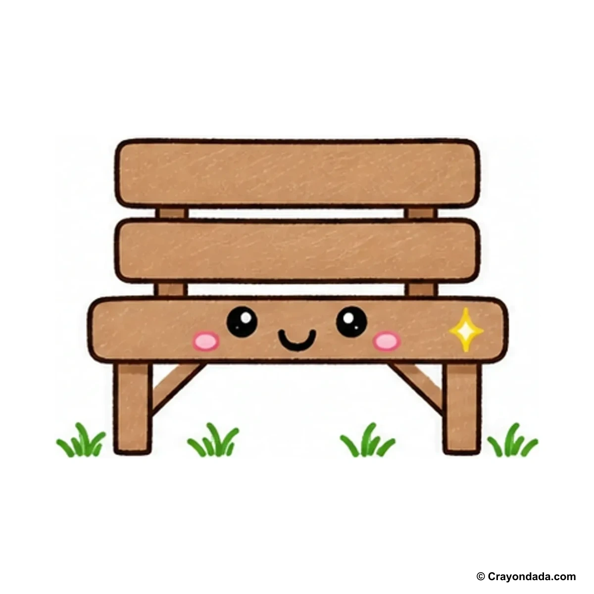 How to Draw a Simple Park Bench finished drawing