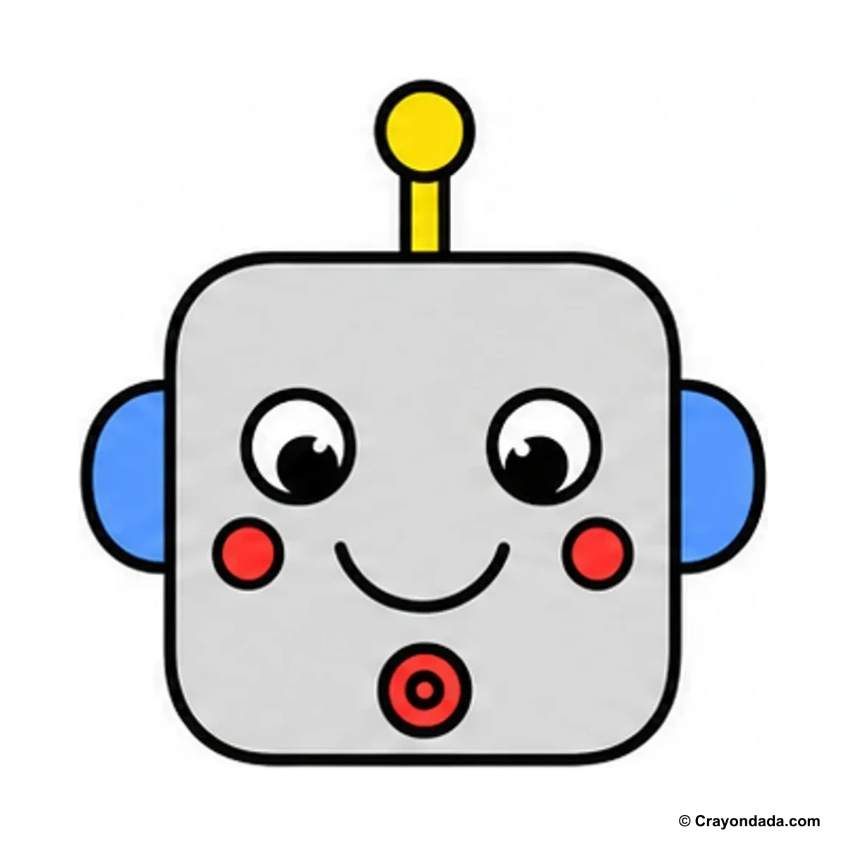 How to Draw a Simple Robot Head finished drawing