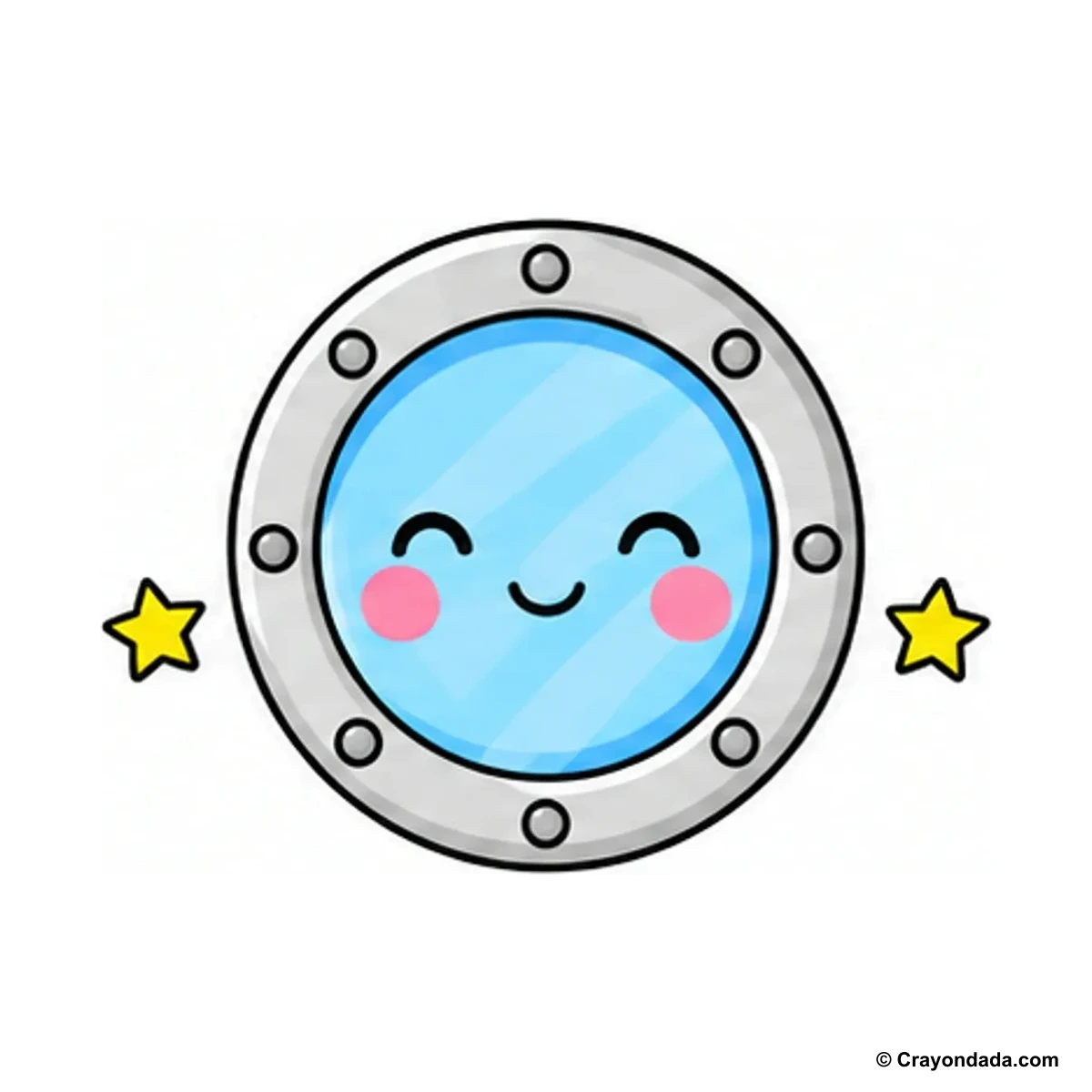 How to Draw a Simple Rocket Window finished drawing