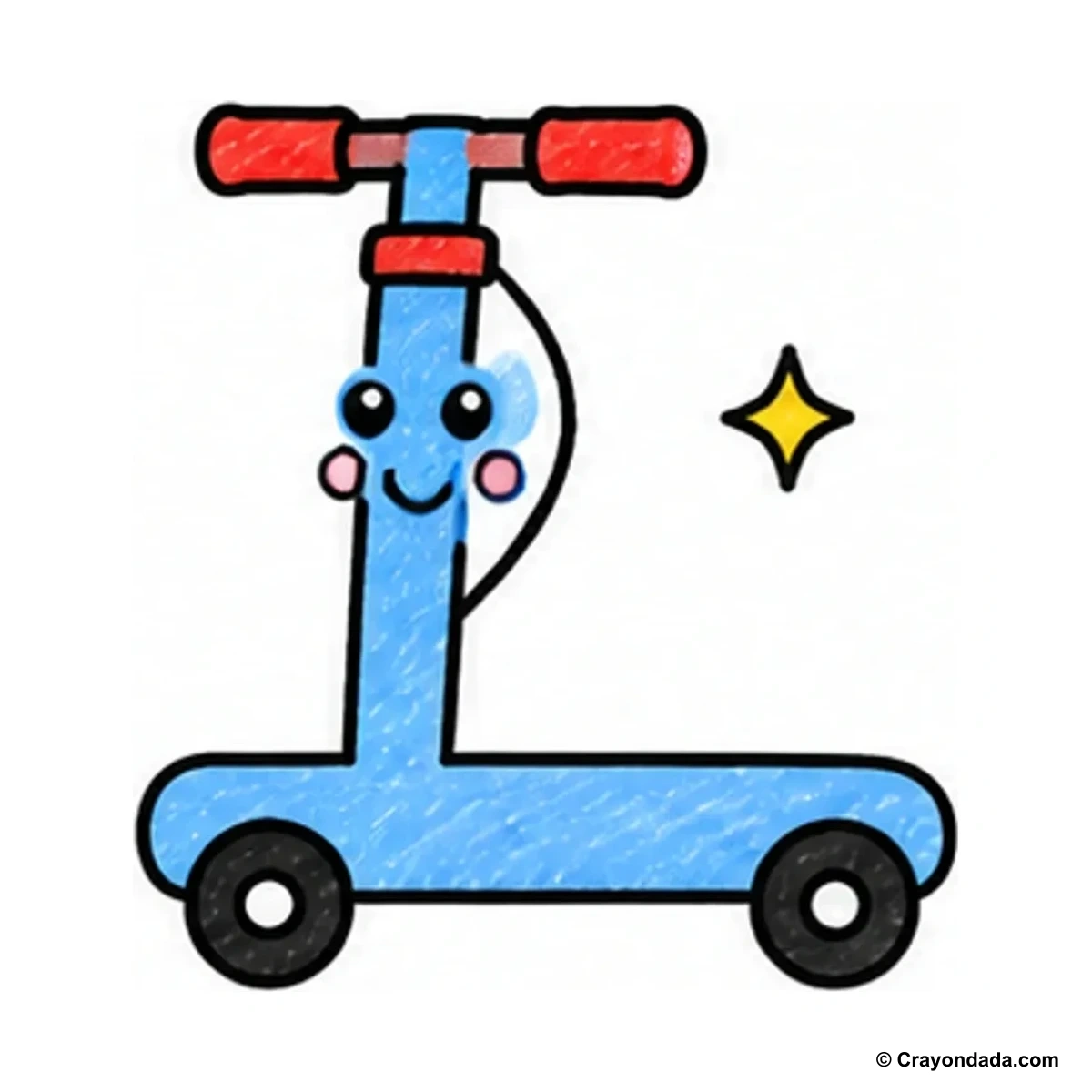 How to Draw a Simple Scooter finished drawing