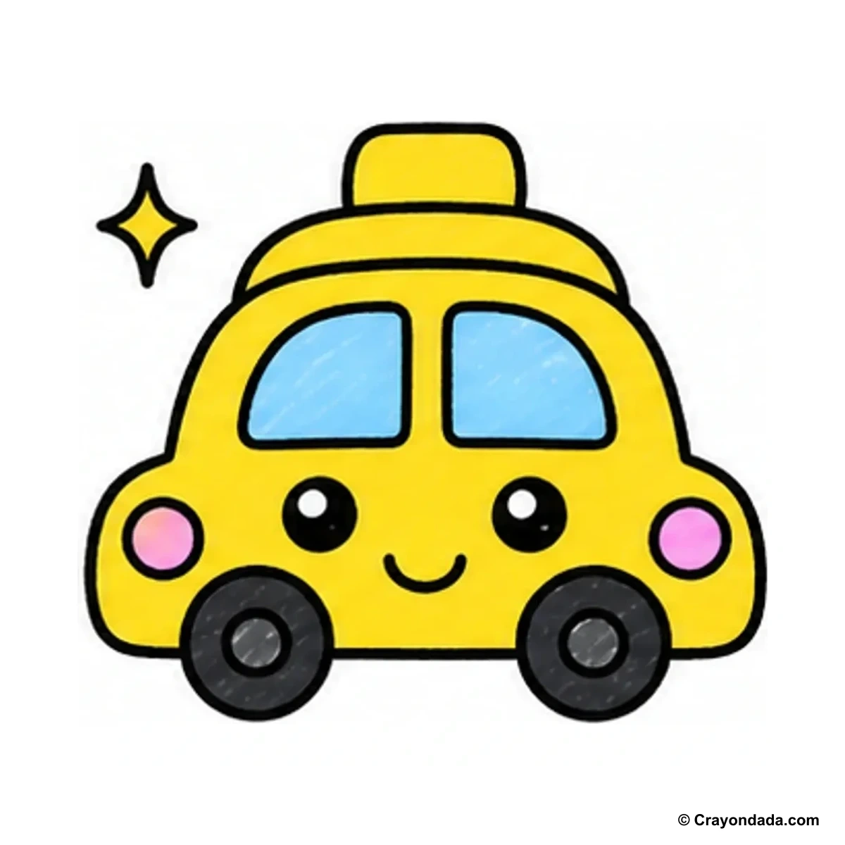 How to Draw a Simple Taxi finished drawing