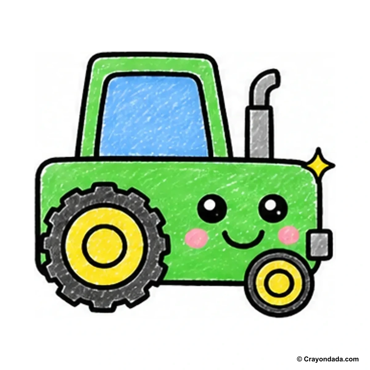 How to Draw a Simple Tractor finished drawing