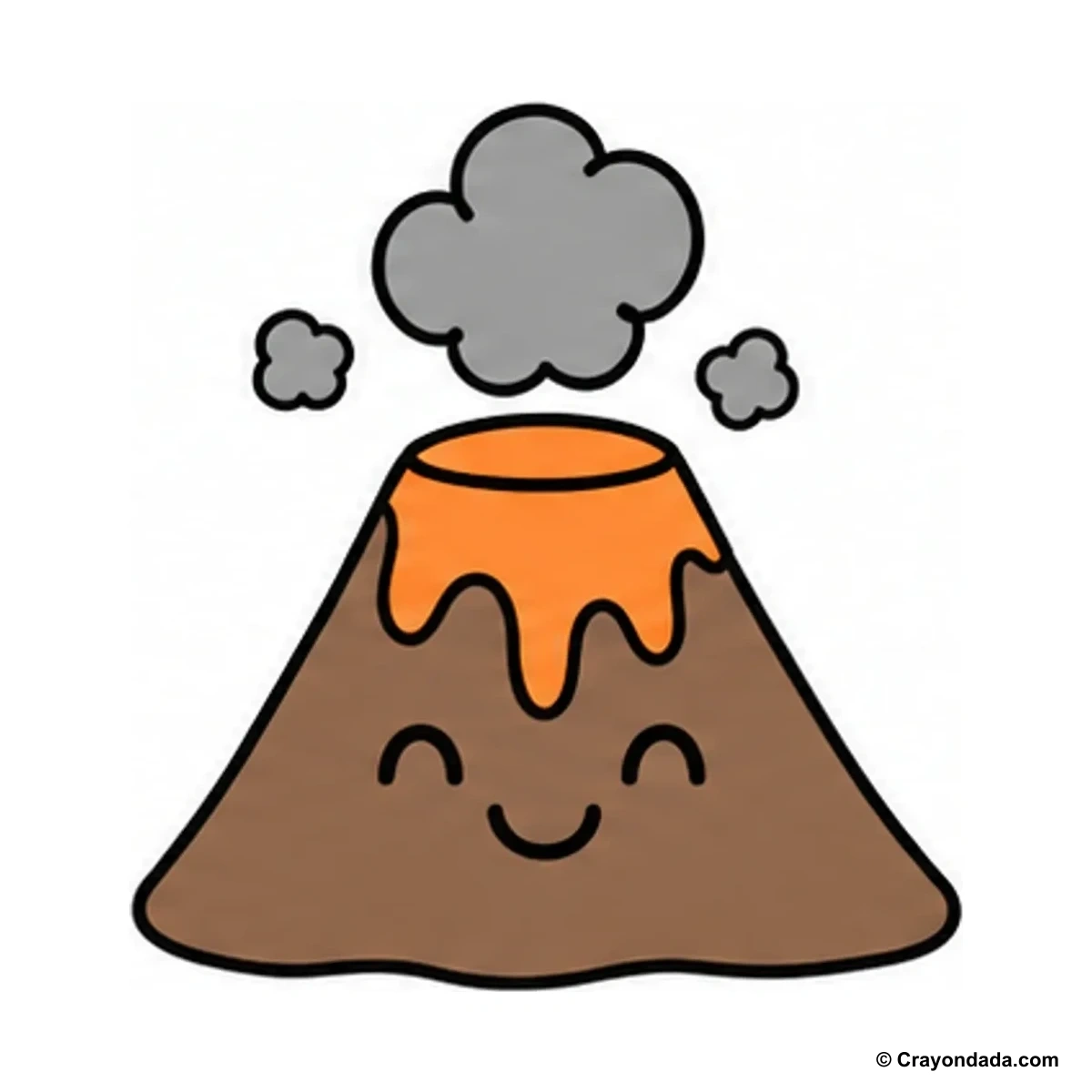 How to Draw a Simple Volcano finished drawing