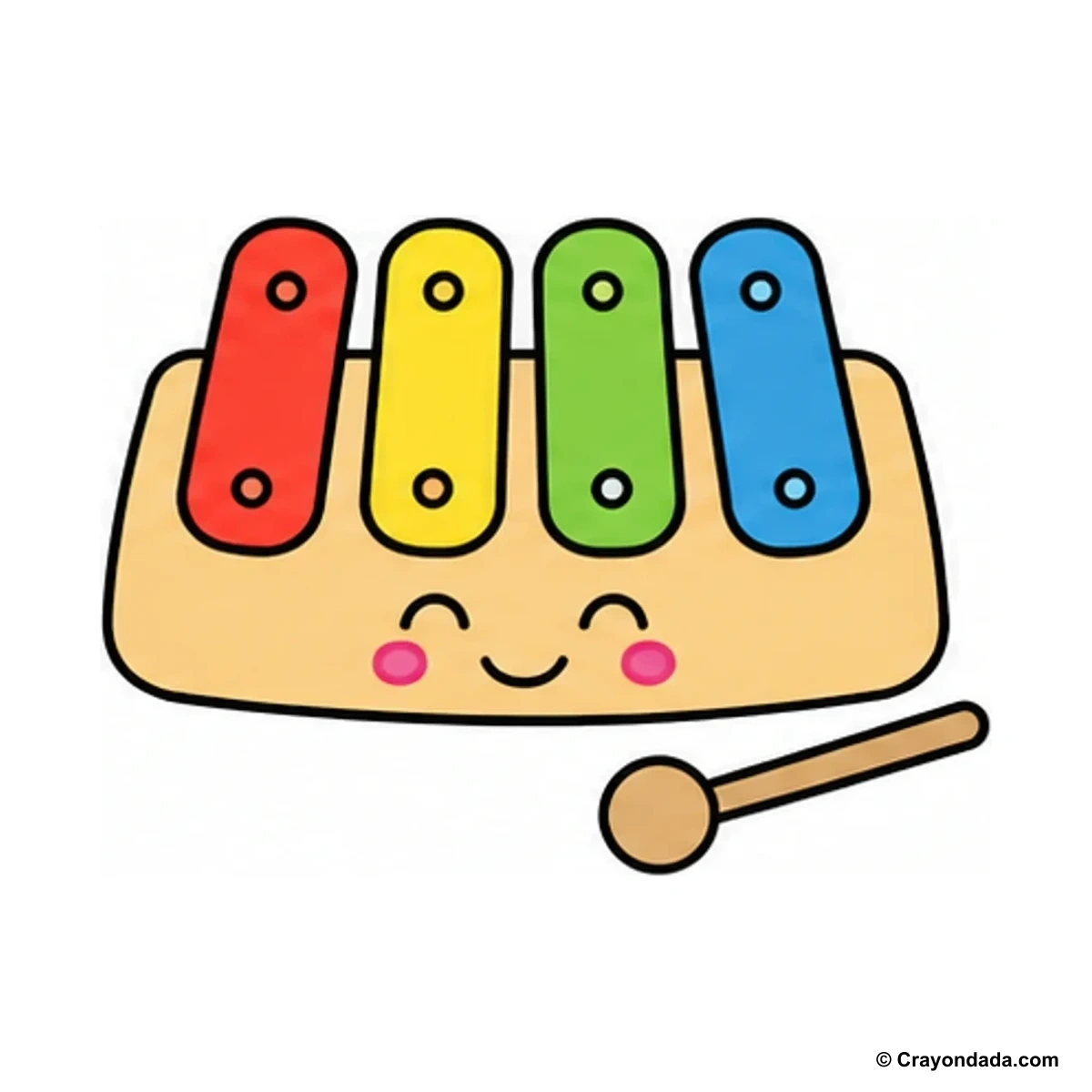 How to Draw a Simple Xylophone finished drawing