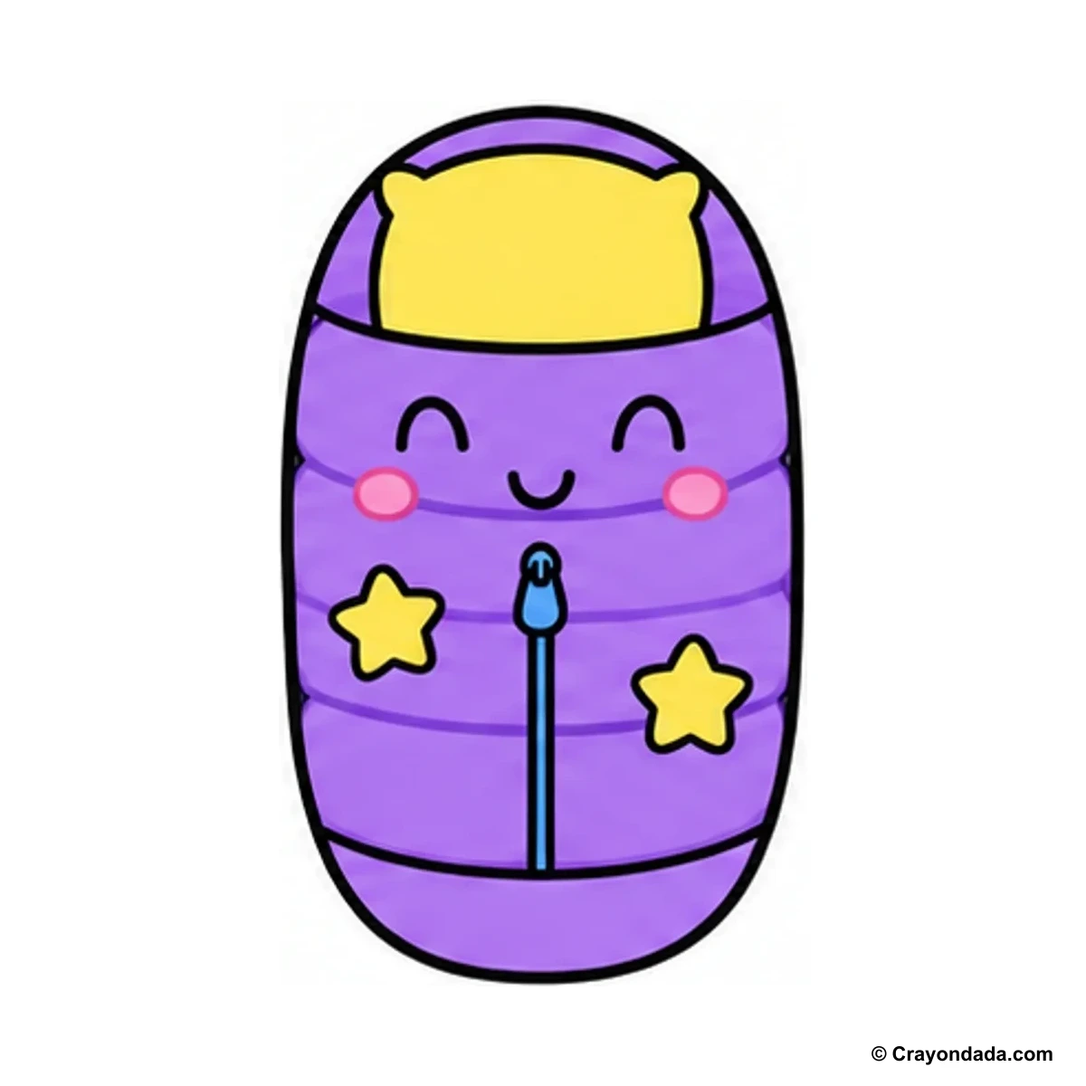 How to Draw a Sleeping Bag finished drawing