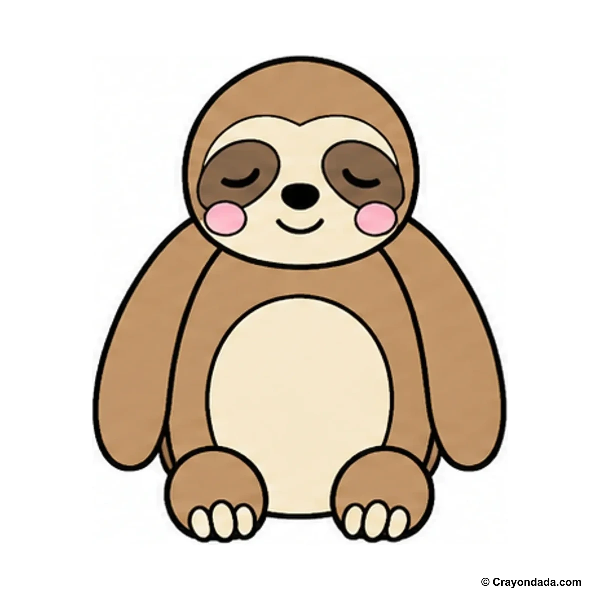 How to Draw a Sloth finished drawing