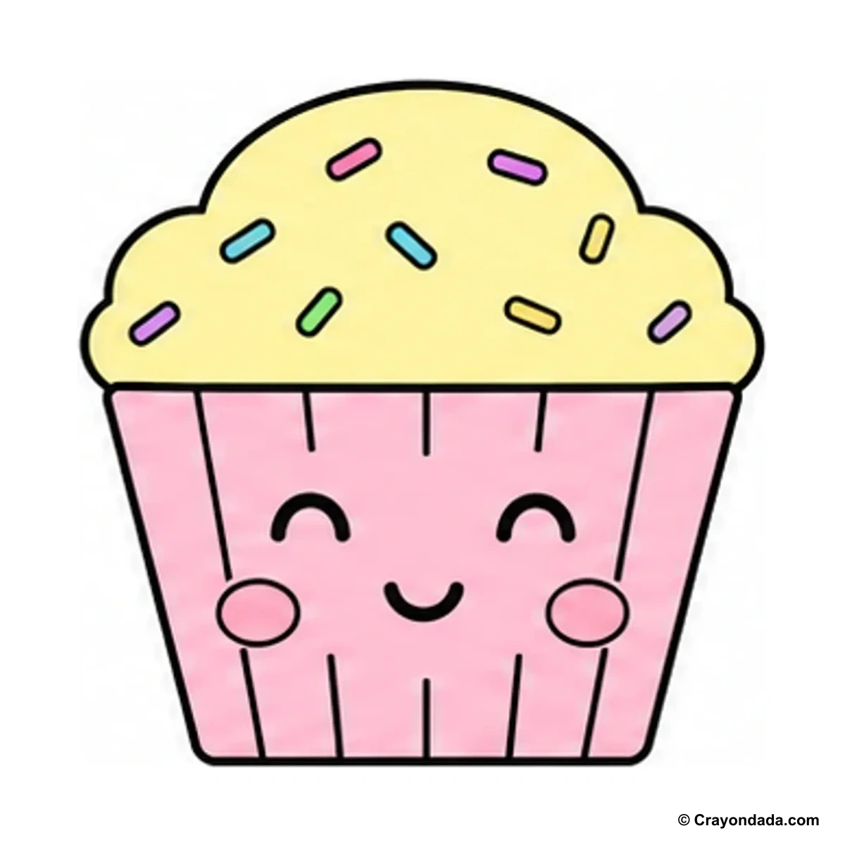 How to Draw a Smiling Cupcake Wrapper finished drawing
