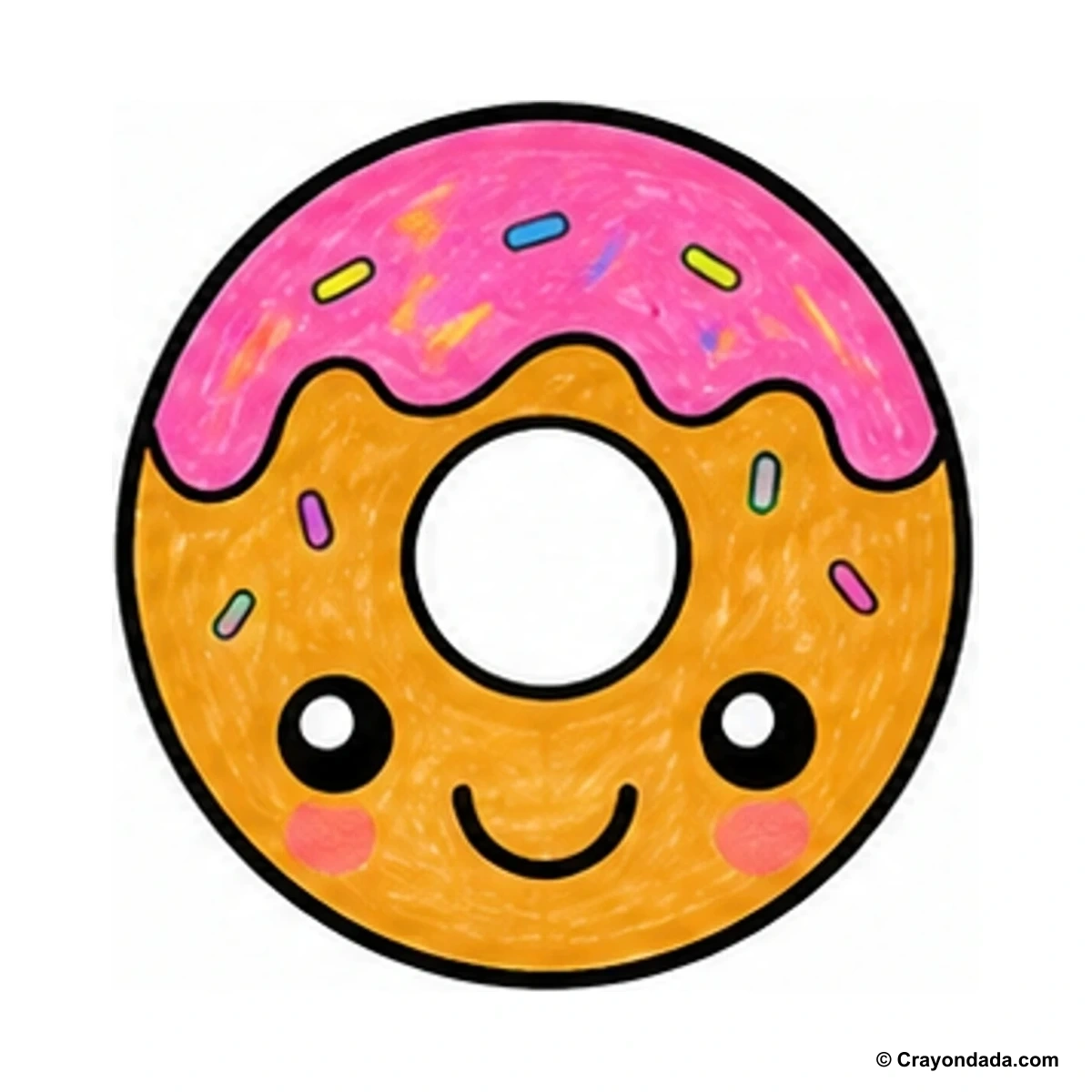 How to Draw a Smiling Donut finished drawing