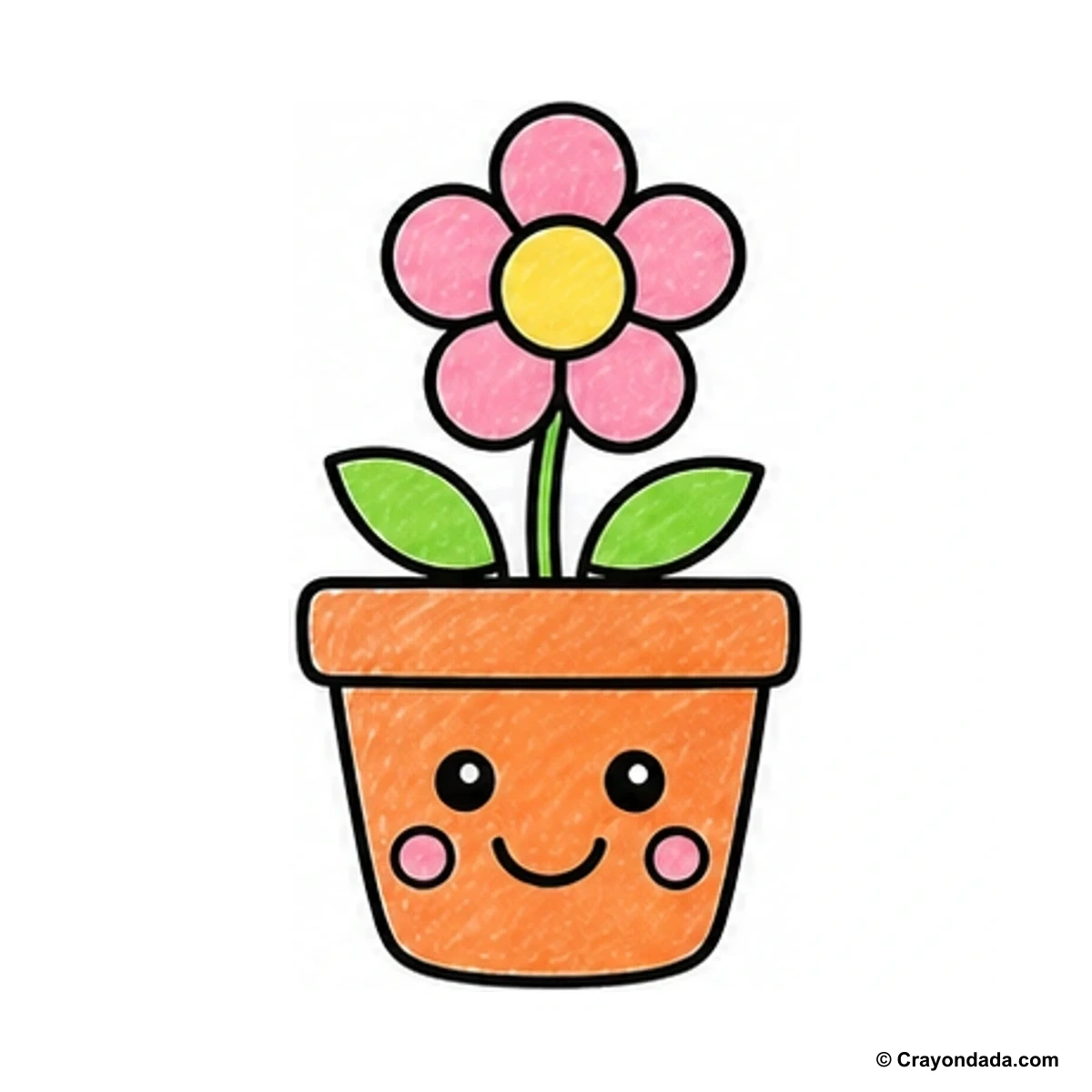 How to Draw a Smiling Flower Pot finished drawing