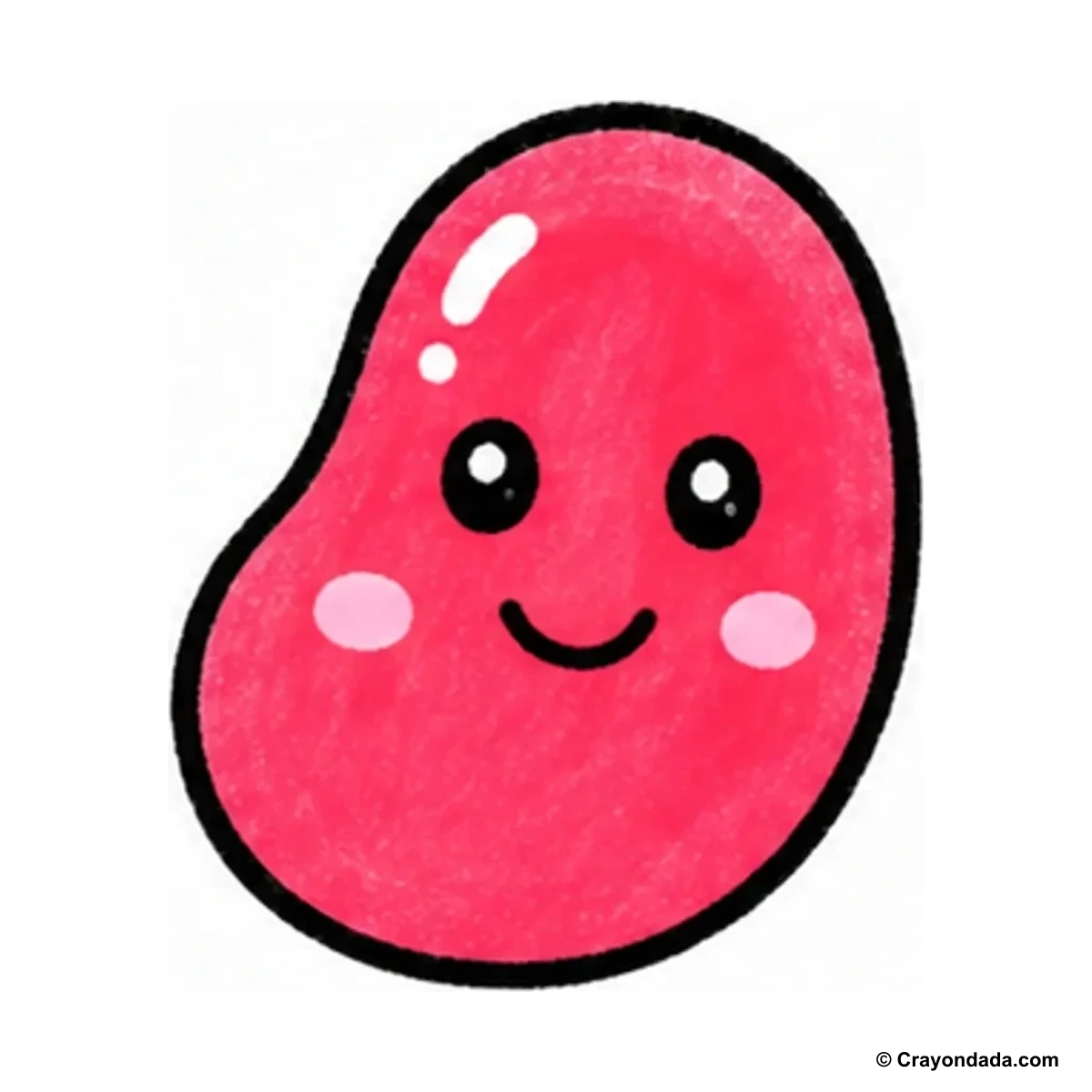 How to Draw a Smiling Jellybean finished drawing