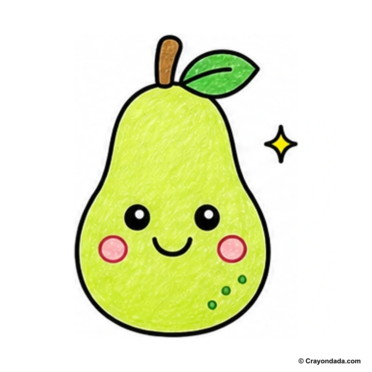 How to Draw a Smiling Pear finished drawing
